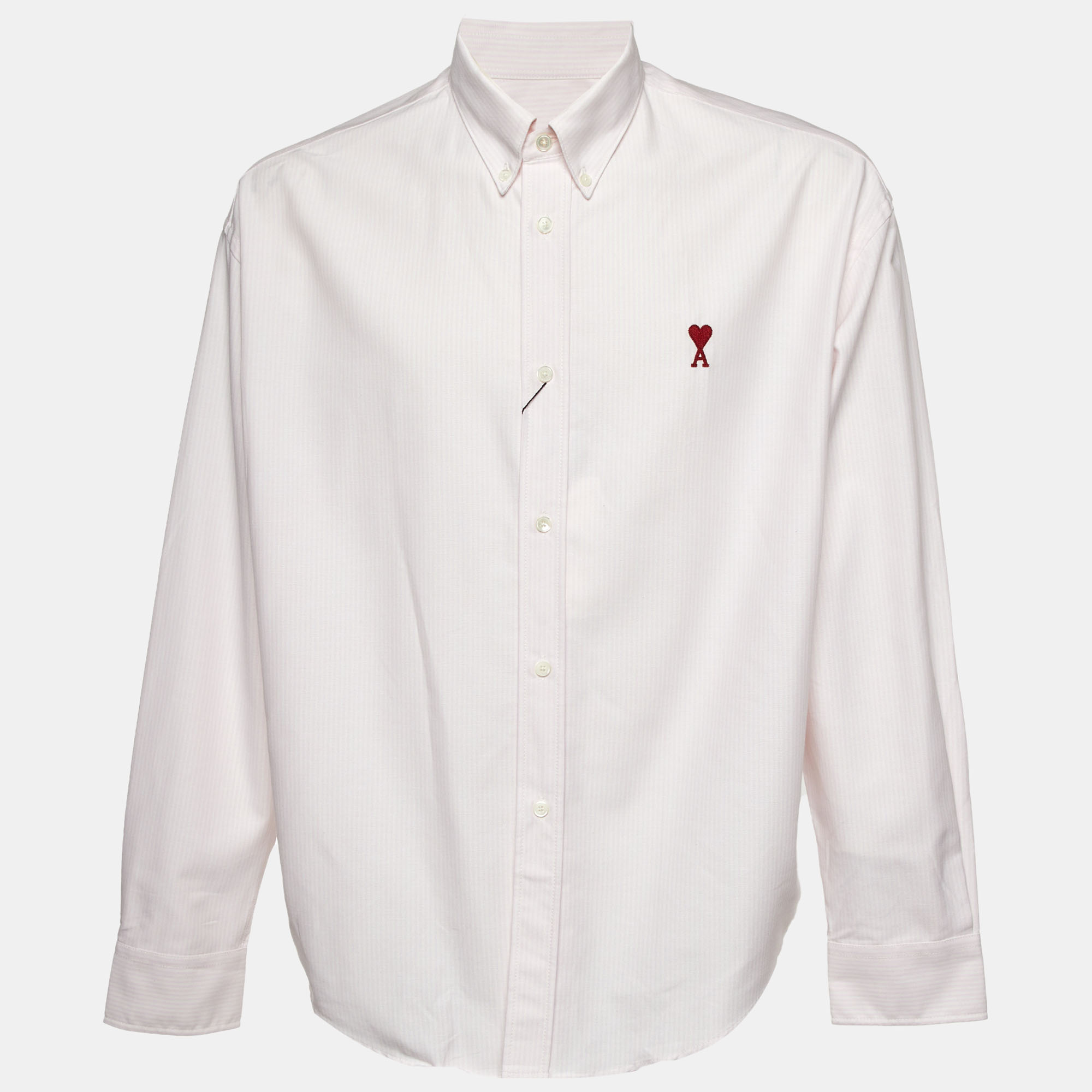 

Ami Alexandre Mattiussi Pink Striped Cotton Button Down Shirt M