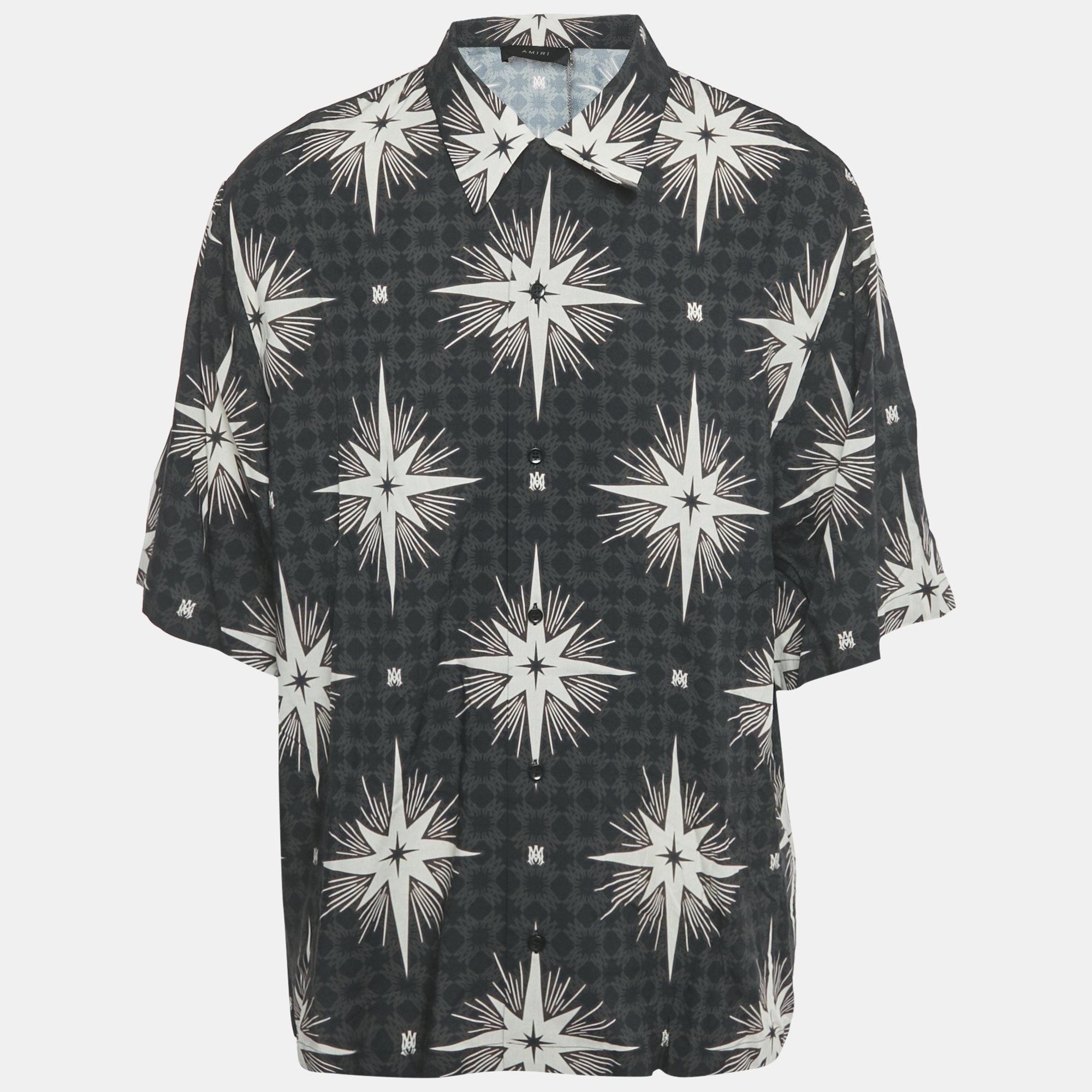 Amiri Starburst Print Crepe Button Front Camp Shirt XXL