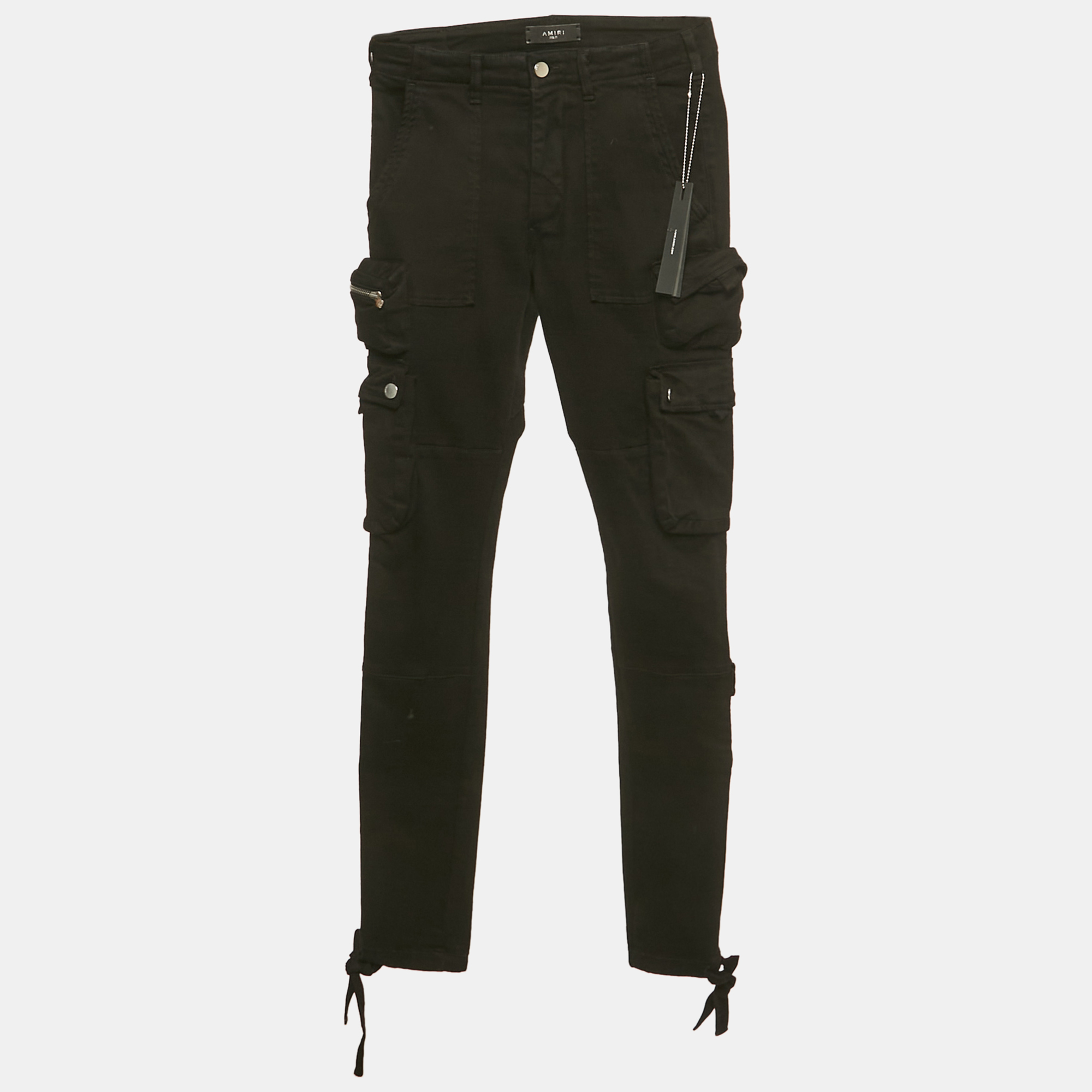 Pre-owned Amiri Black Denim Tactical Cargo Pants S Waist 28"