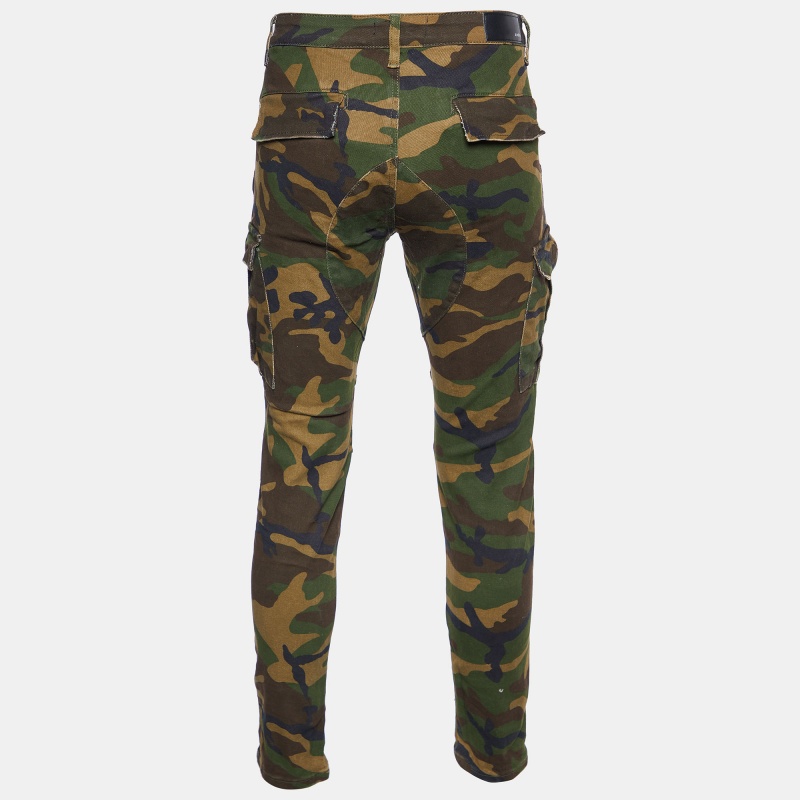 

Amiri Green Camouflage Print Cotton Cargo Pants