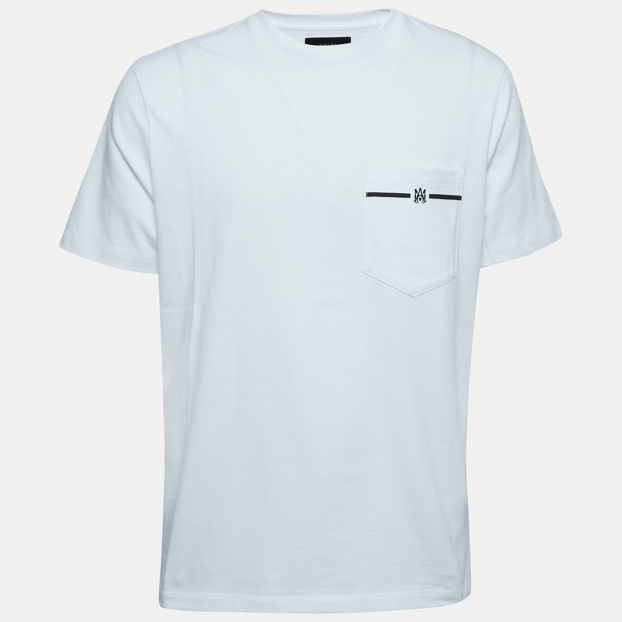 

Amiri White Cotton Logo Print Pocket T-Shirt
