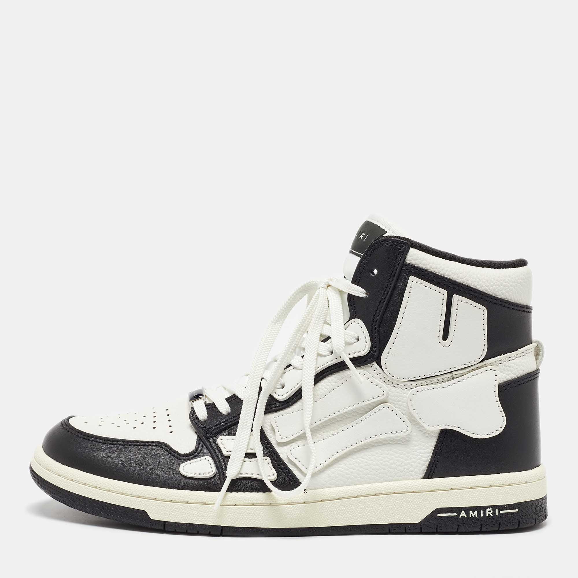 

Amiri White/Black Leather Skel High Top Sneakers Size