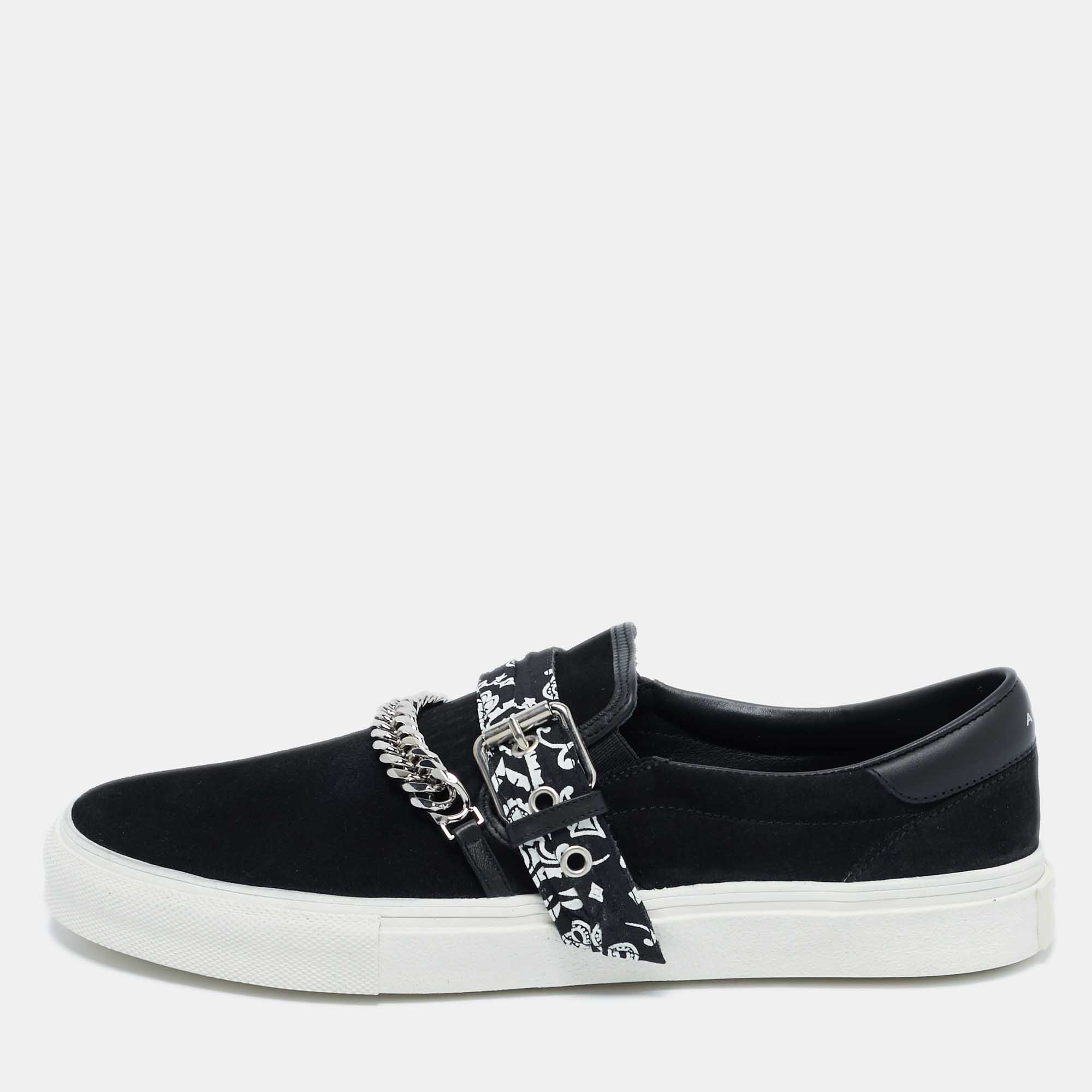 

Amiri Black Suede Bandana Chain Slip On Sneakers Size