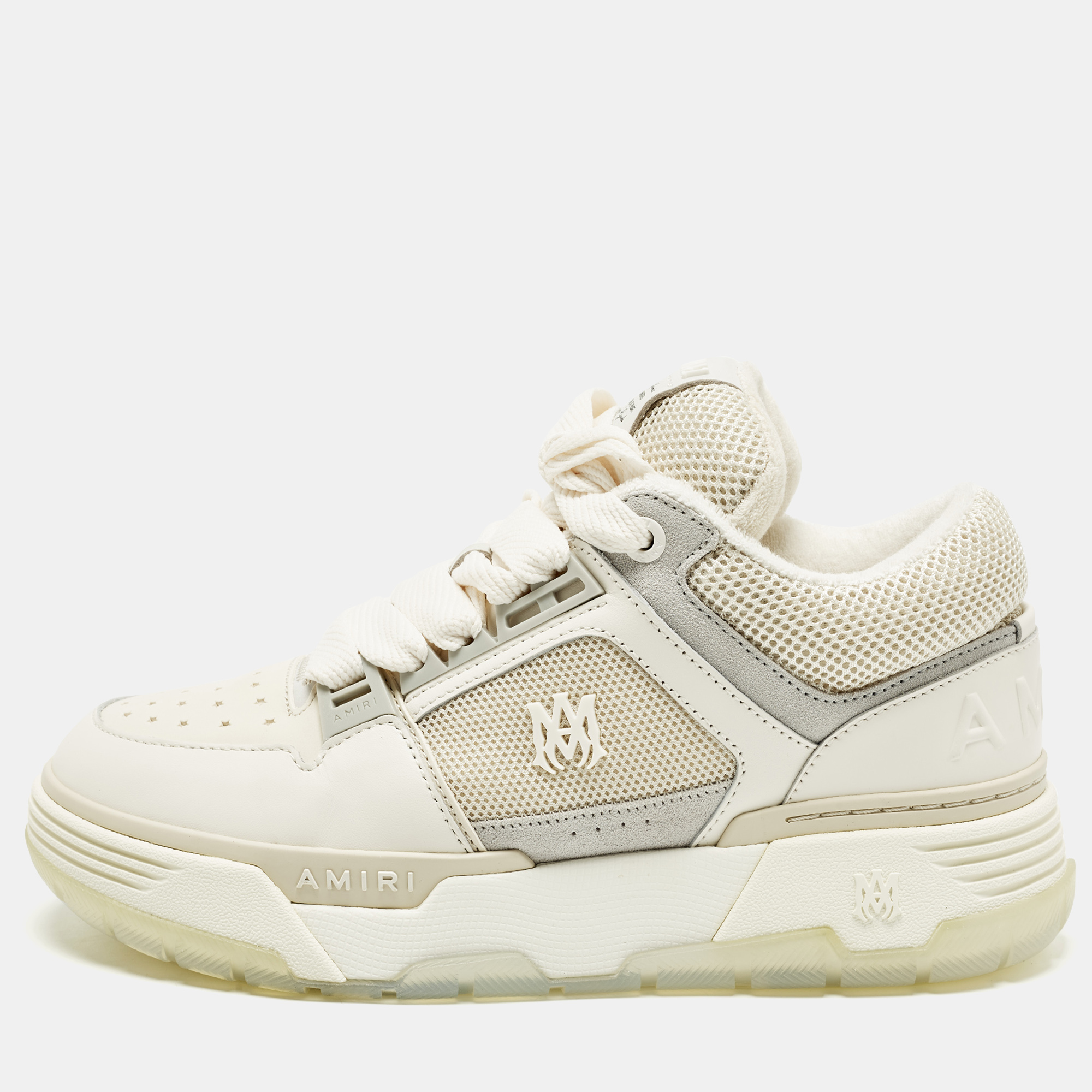 

Amiri MA1 Size  Off White Leather and Mesh Low Top Sneakers