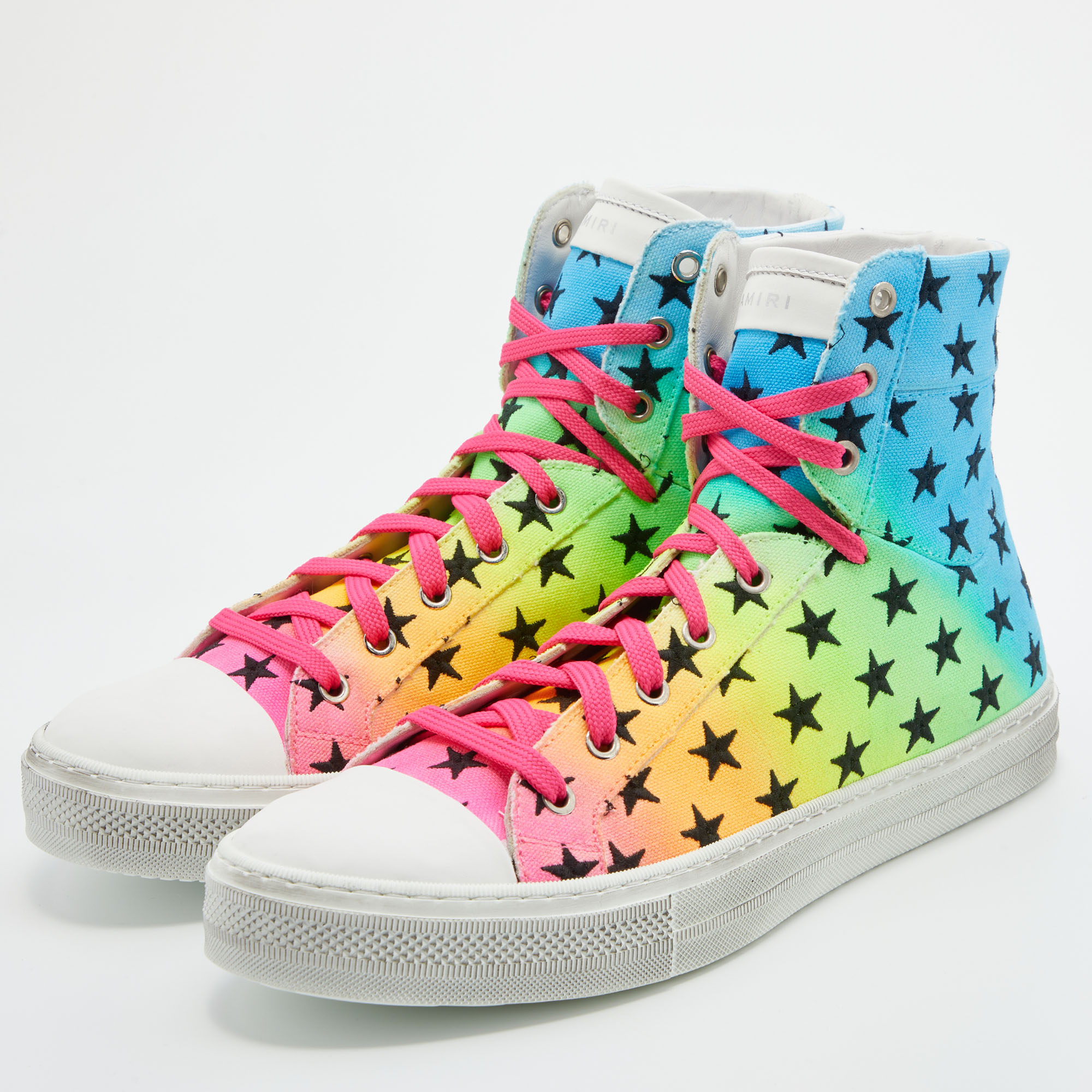 

Amiri Multicolor Canvas Sunset Vintage Star High Top Sneakers Size