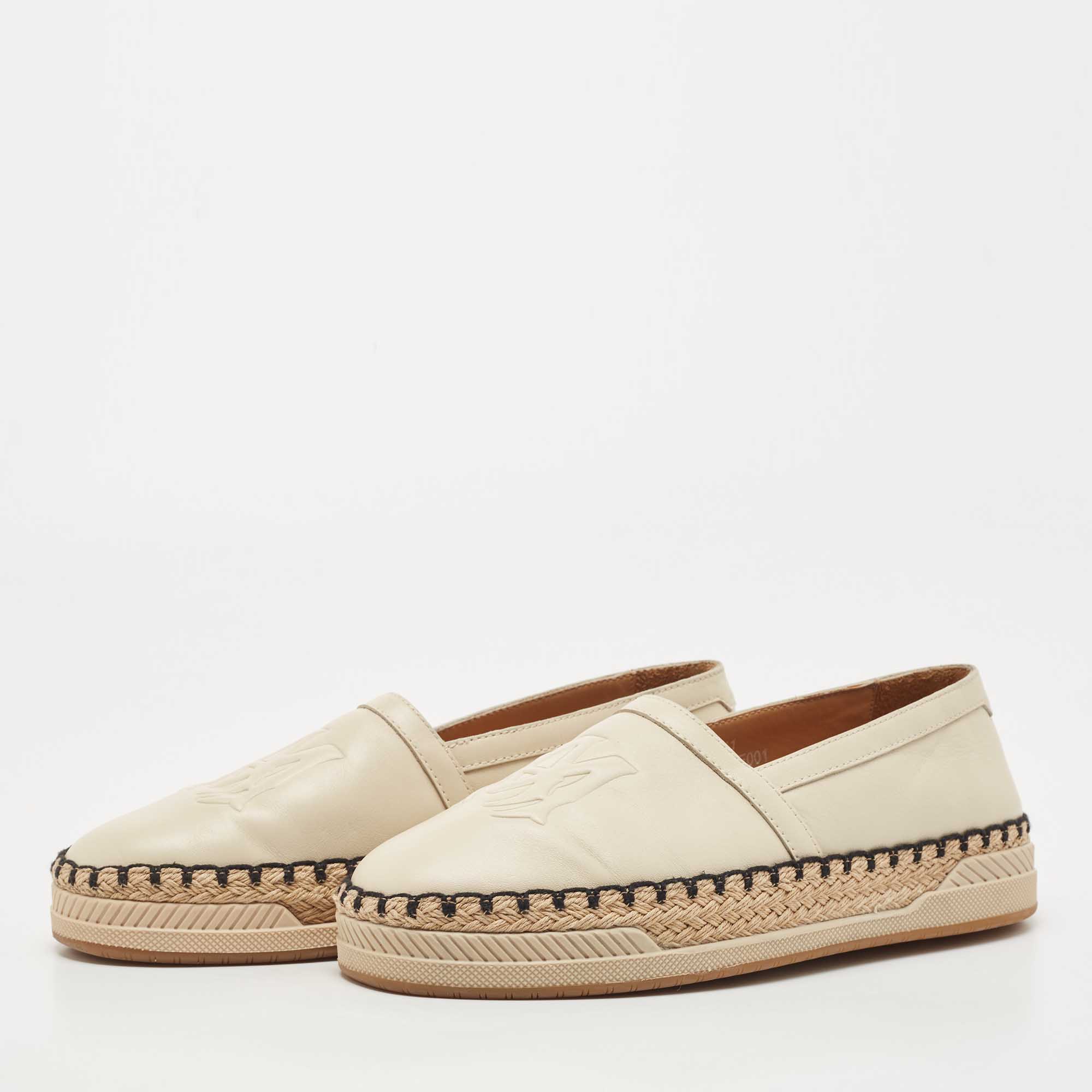 

Amiri Beige Leather Slip On Espadrilles Size