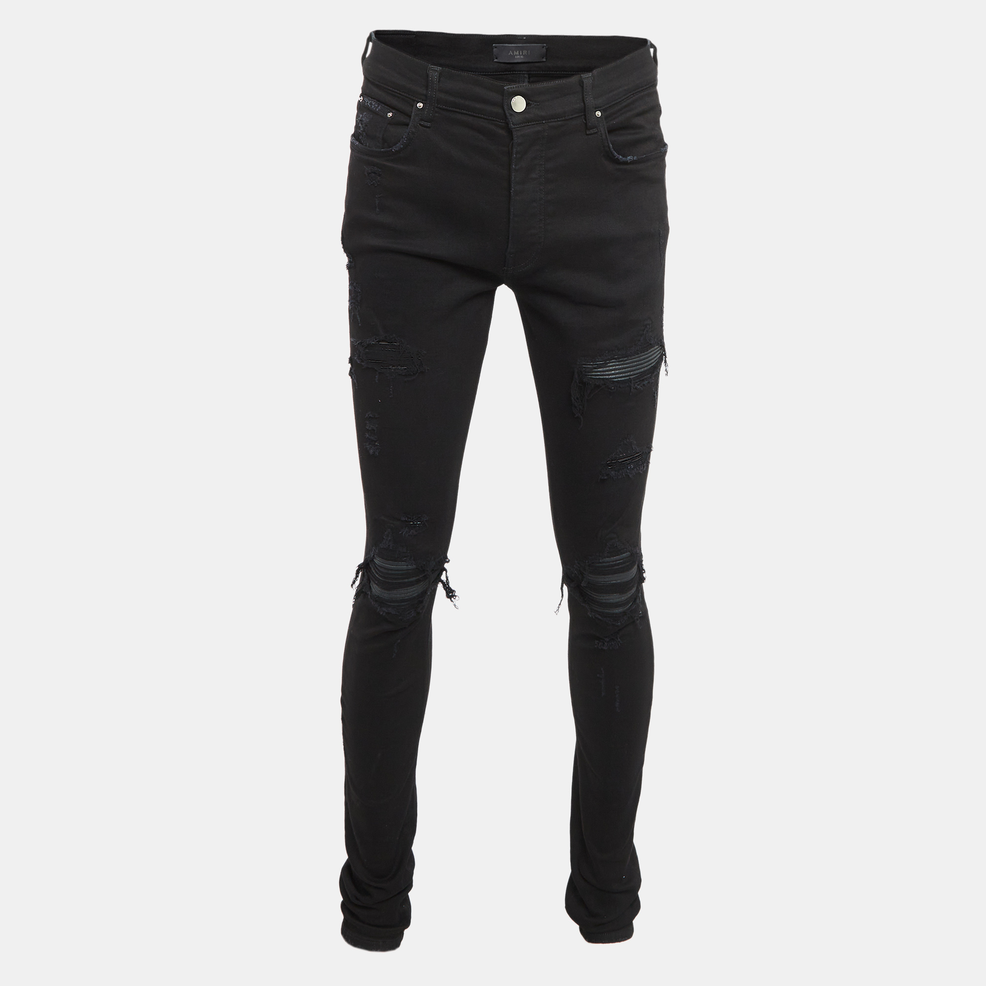 

Amiri Black Distressed Denim Jeans M Waist 33"