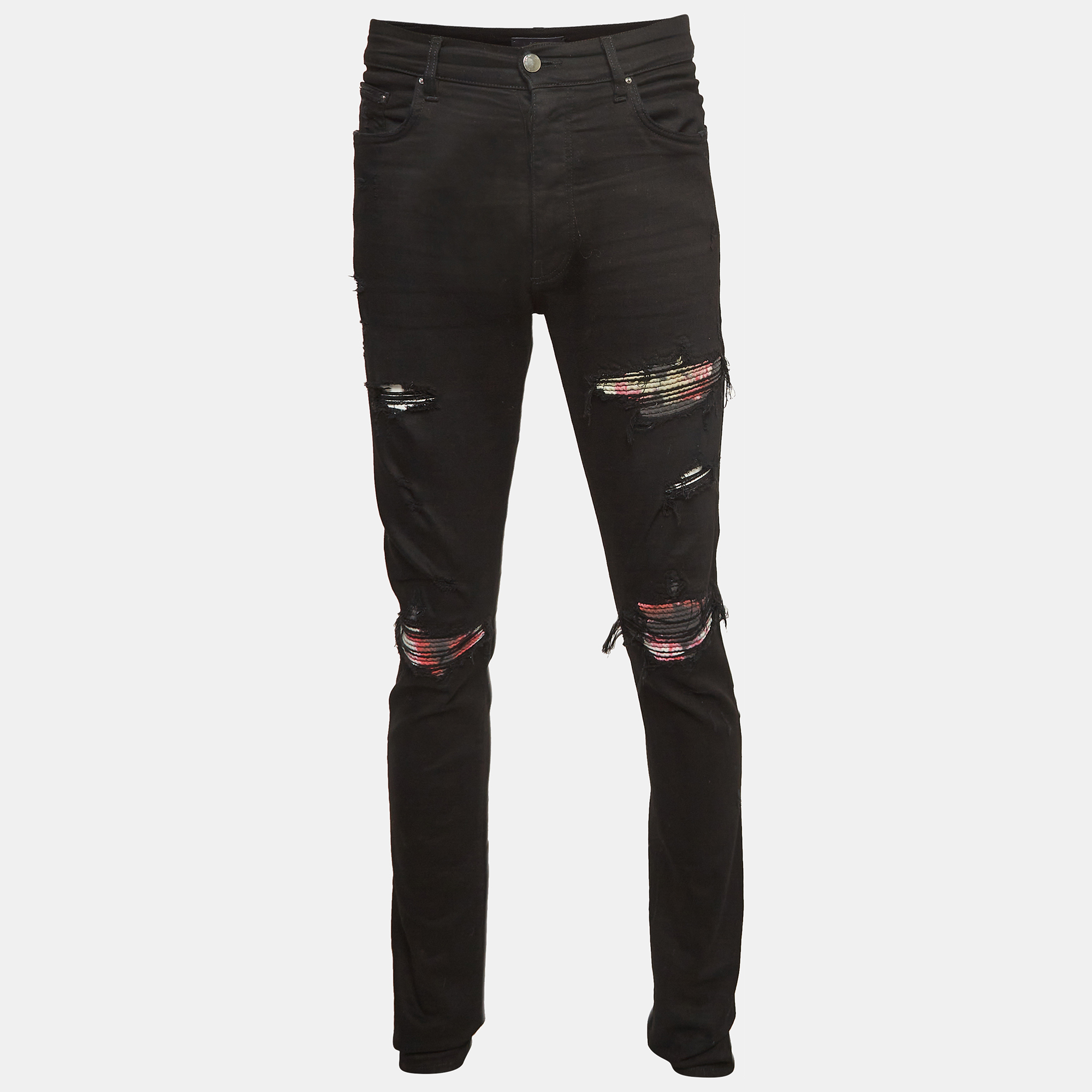 Pre-owned Amiri Black Distressed Denim Jeans Xl Waist 36"