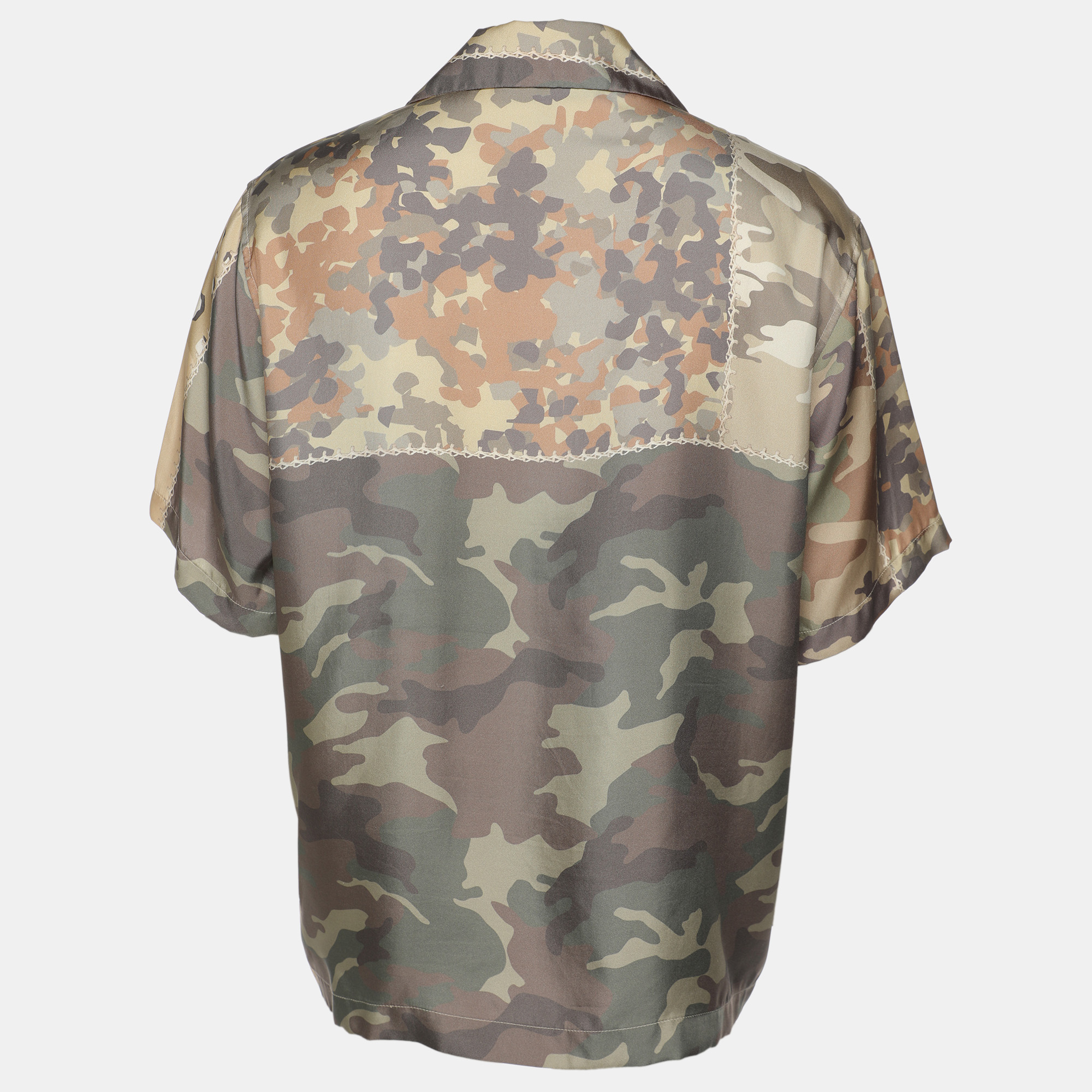 Amiri Multicolor Camouflage Print Silk Twill Shirt L 