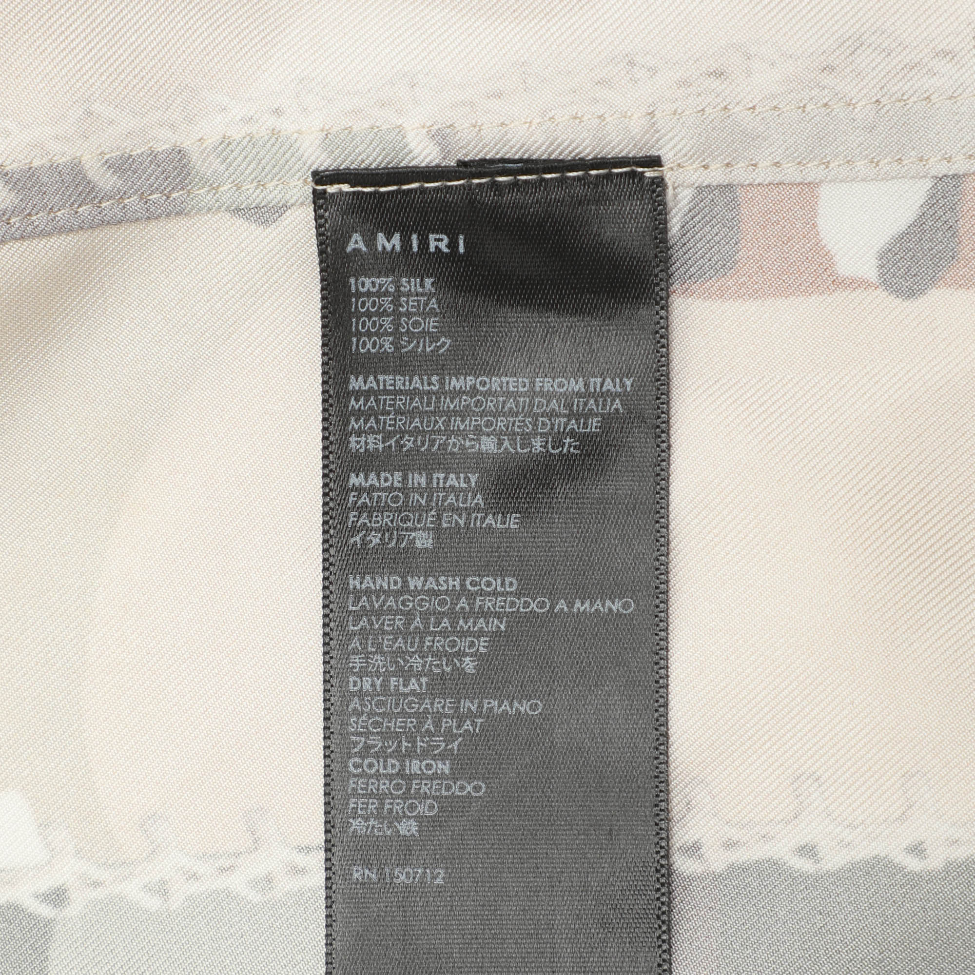 Amiri Multicolor Camouflage Print Silk Twill Shirt L 