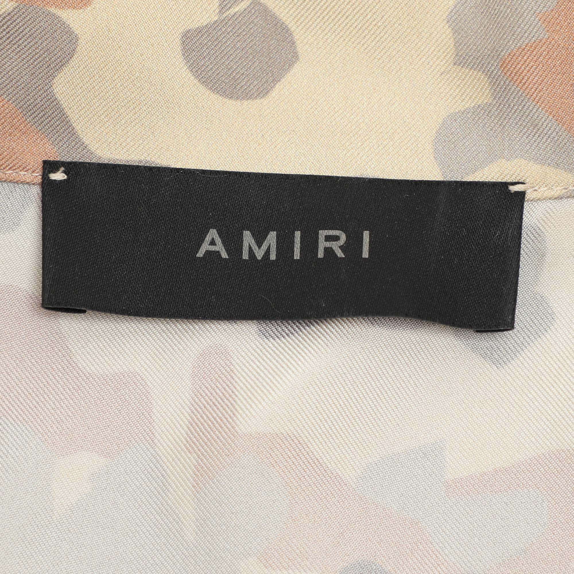 Amiri Multicolor Camouflage Print Silk Twill Shirt L 
