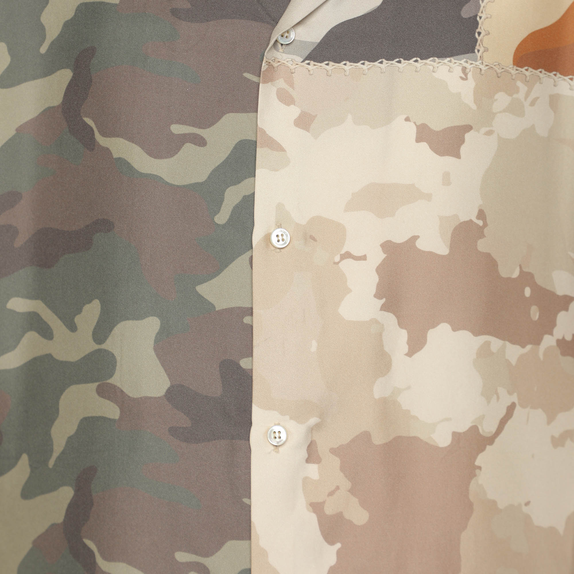 Amiri Multicolor Camouflage Print Silk Twill Shirt L 