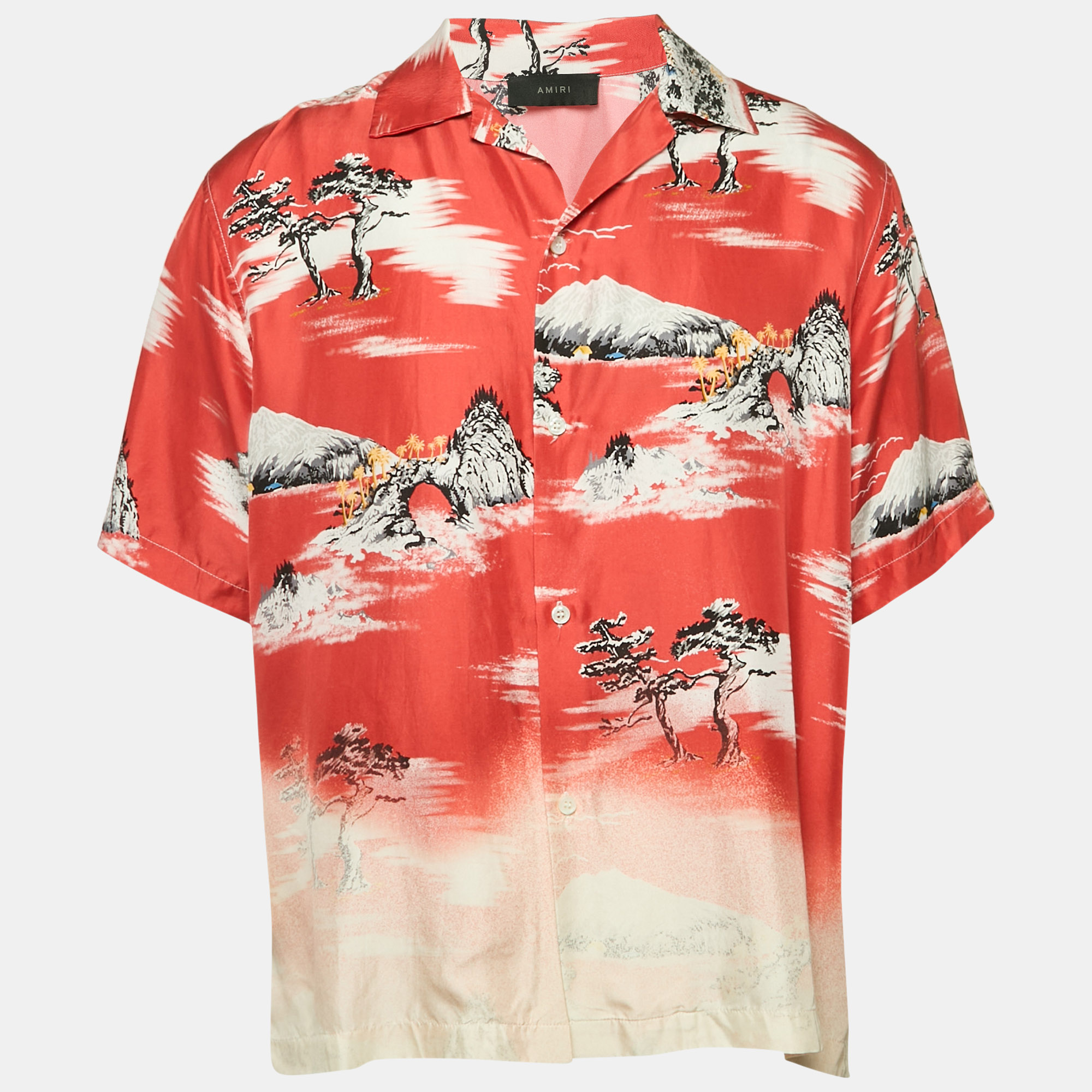 

Amiri Red Silk Faded Aloha Short Sleeve Shirt XL, Pink