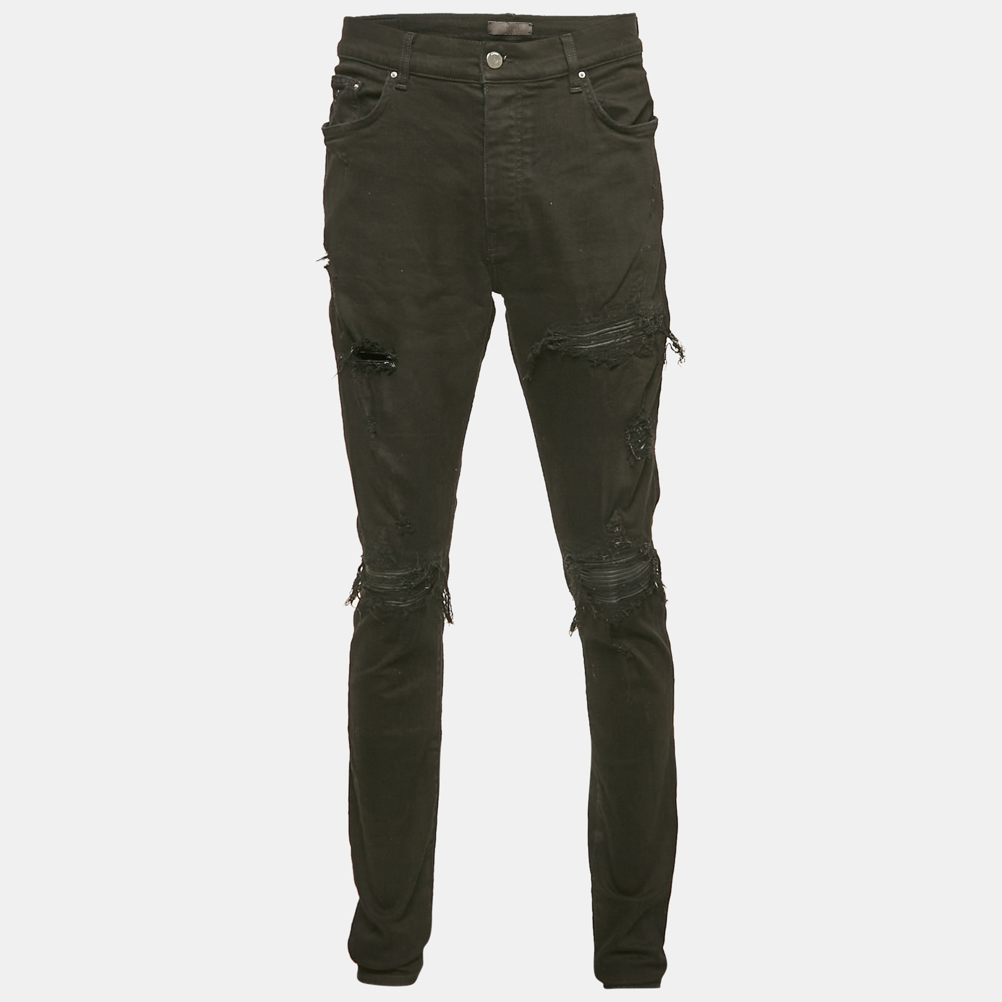 

Amiri Black Denim Distressed Skinny Jeans XXL Waist 36"