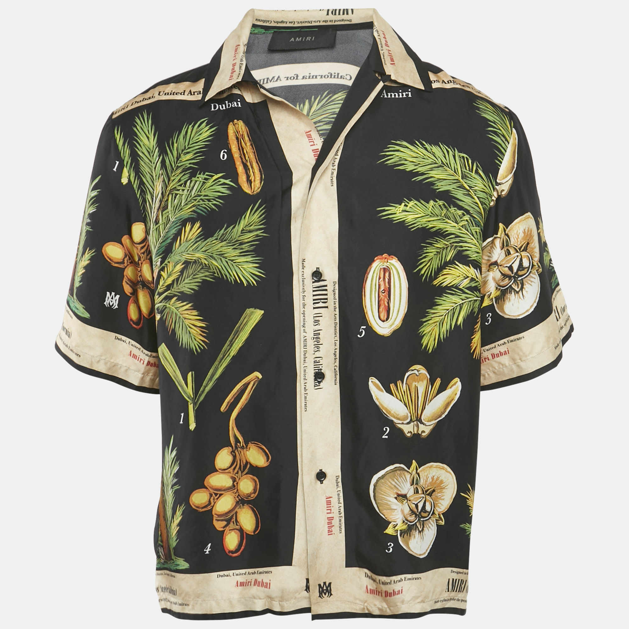 

Amiri Black Dubai Palm Tree Capsule Silk Cuban Shirt M