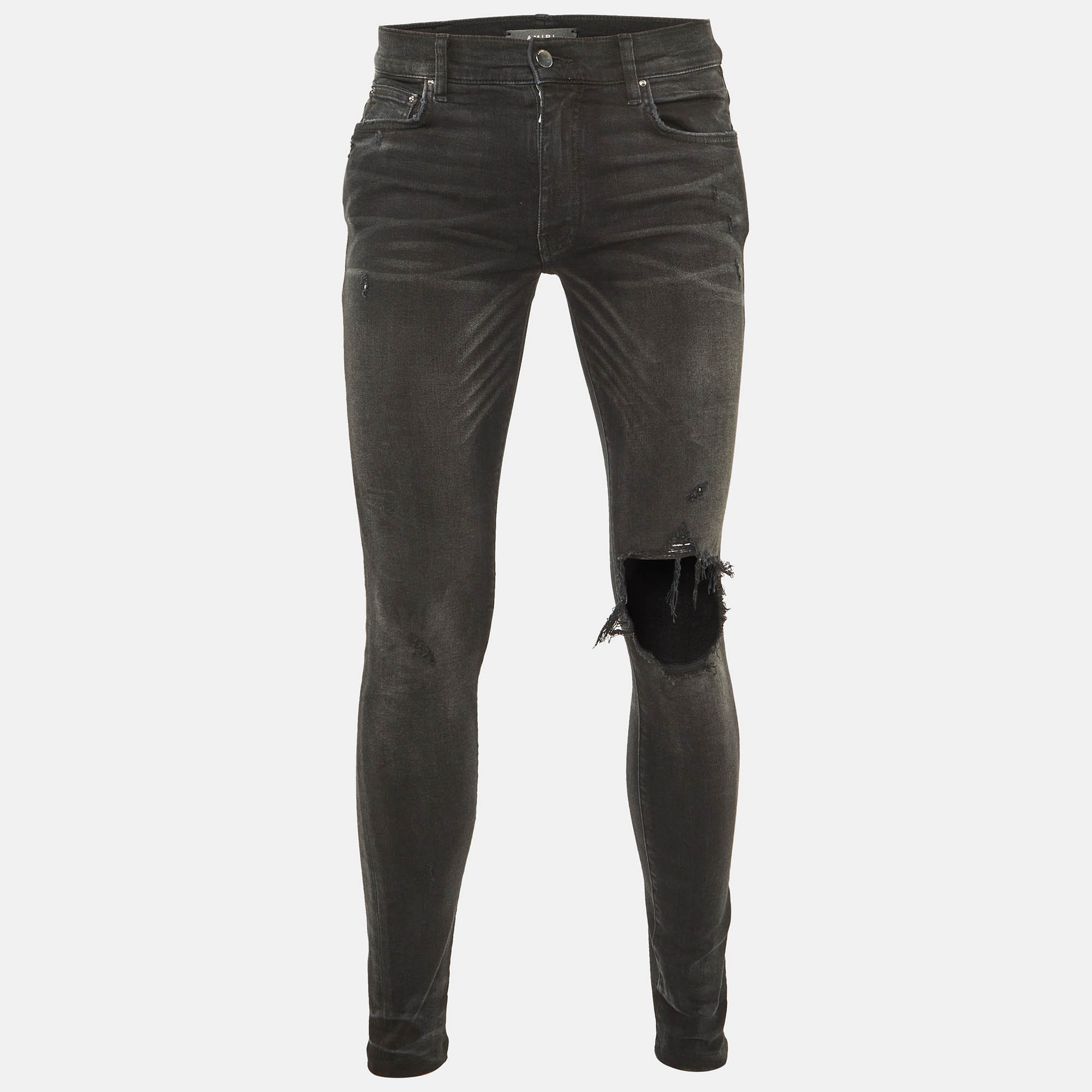 

Amiri Black Distressed Denim Slim Fit Jeans XS/Waist 29"