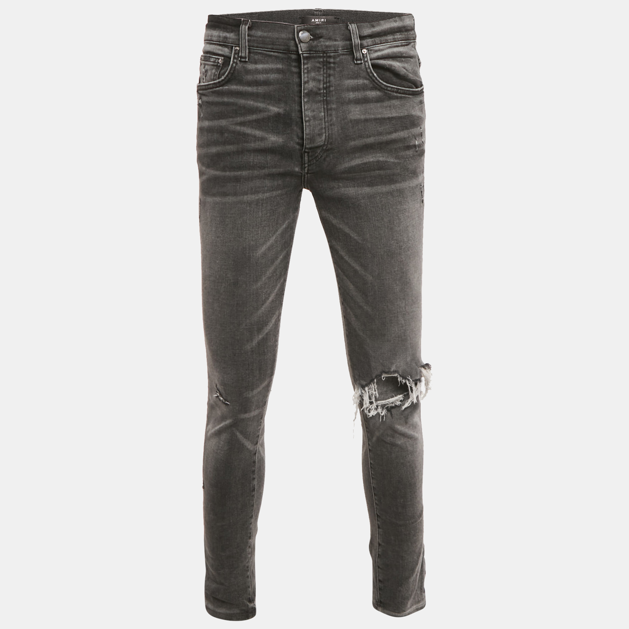 Click to view more detailed imagery on our partner's website Pre-owned Amiri Grey Washed Denim Skinny Jeans M Waist 32" In Gray