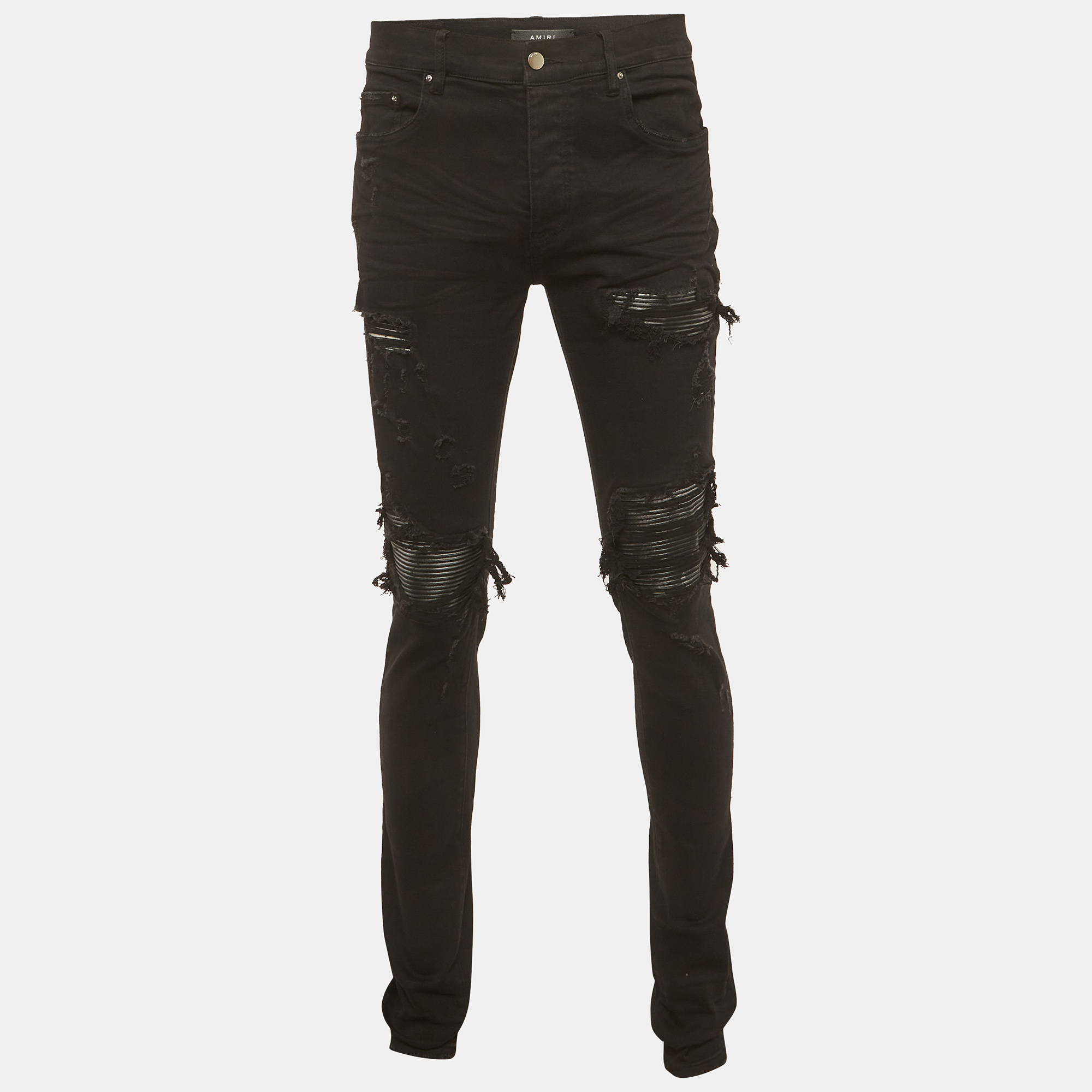 

Amiri Black Denim Distressed Jeans M/Waist 32"