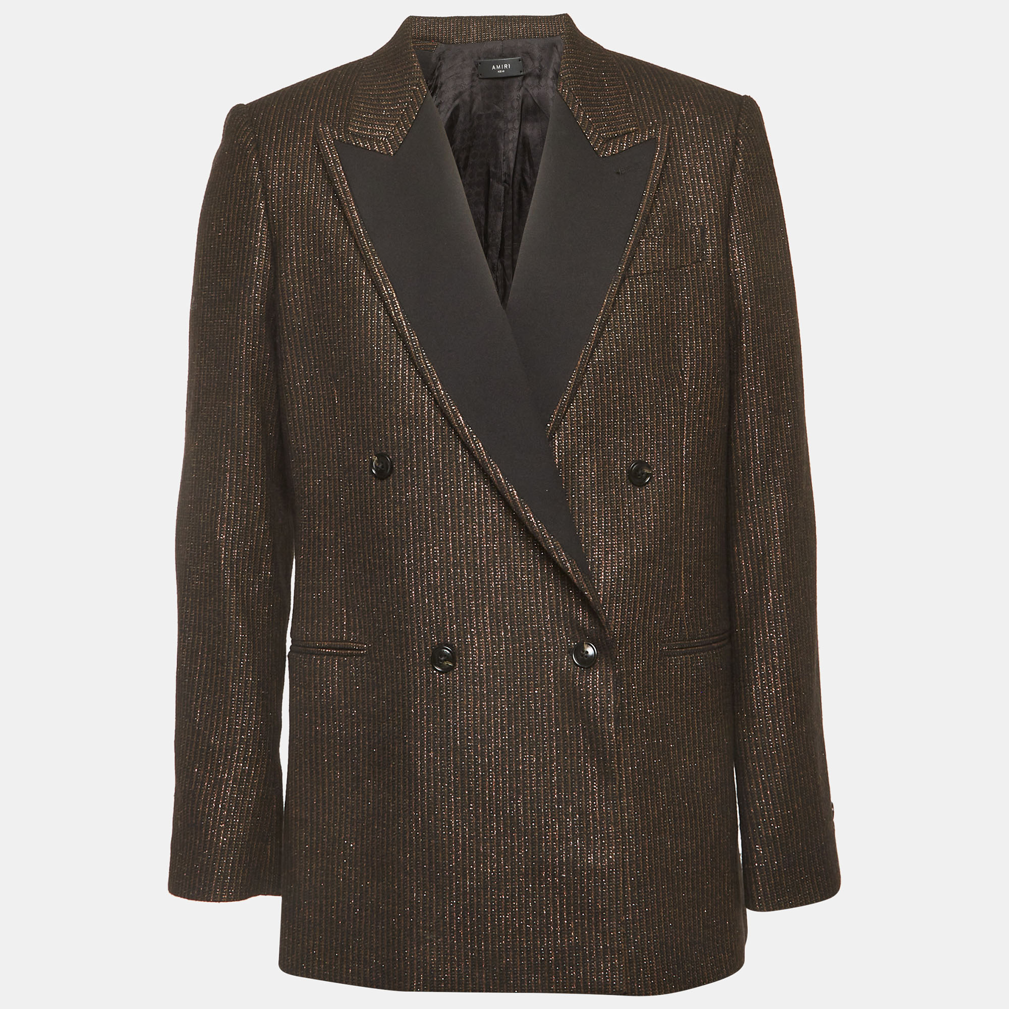 

Amiri Black Metallic Striped Double Breasted Blazer M