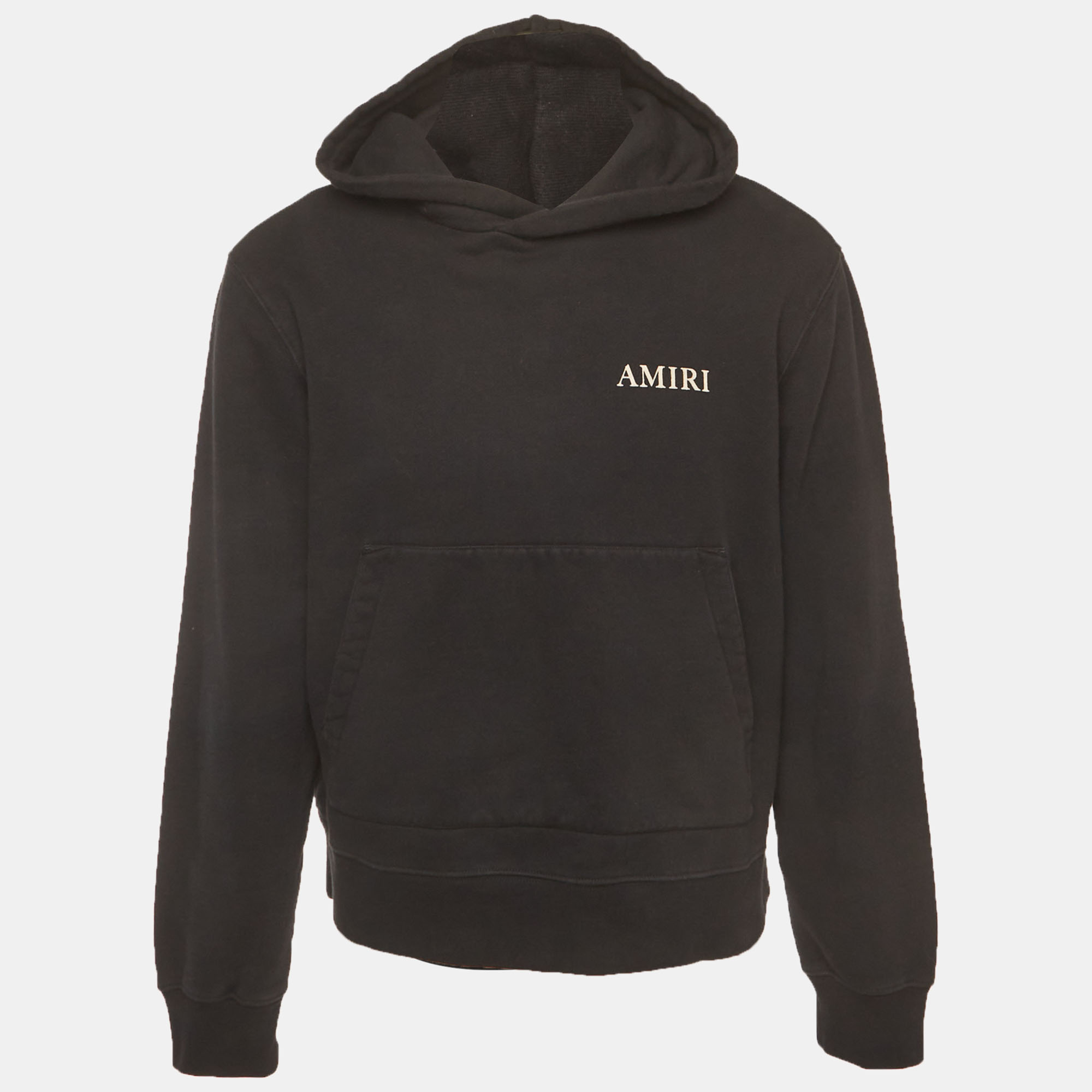 

Amiri Black Logo Print Cotton Knit Hoodie L