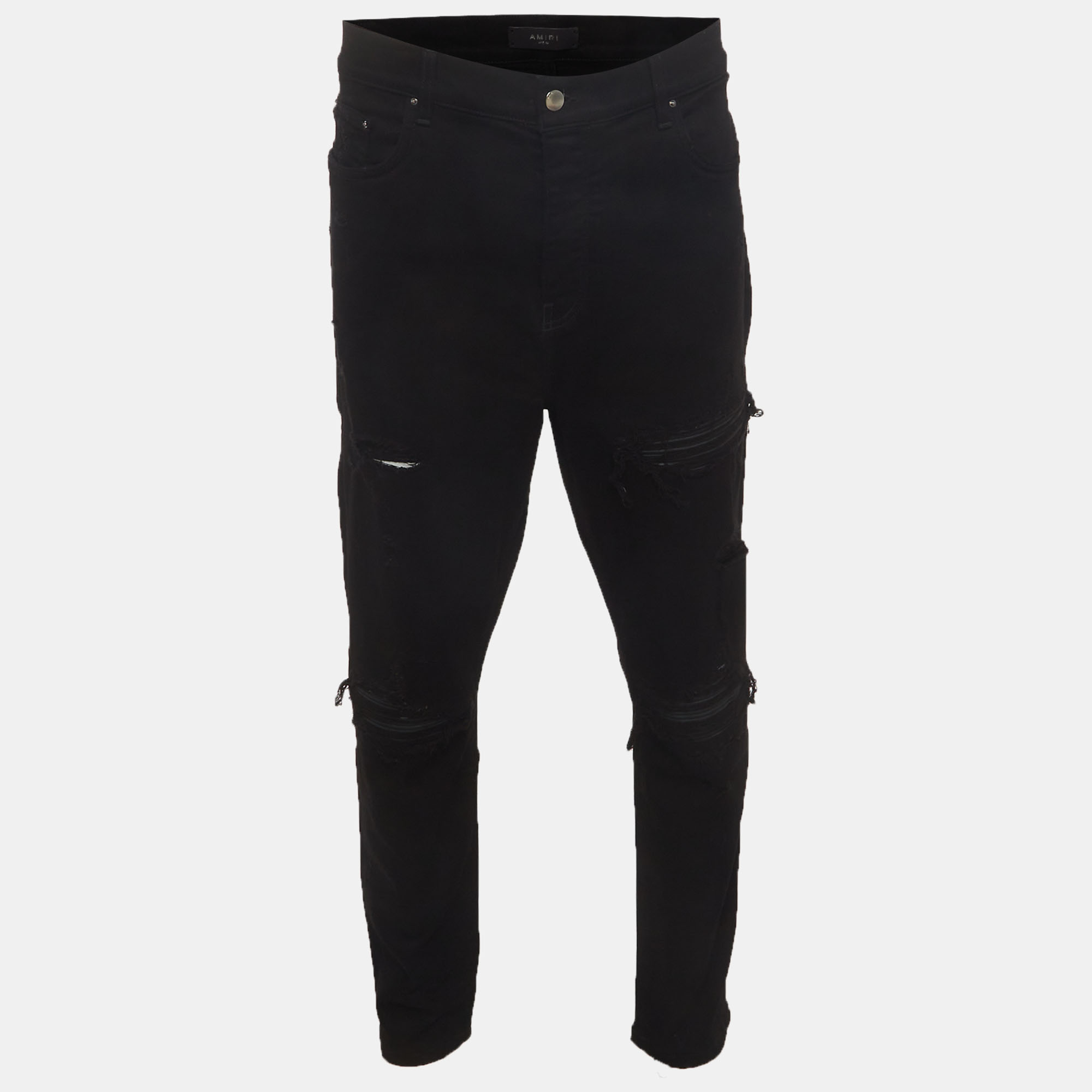 

Amiri Black Denim Distressed Jeans XXXL/Waist 38"
