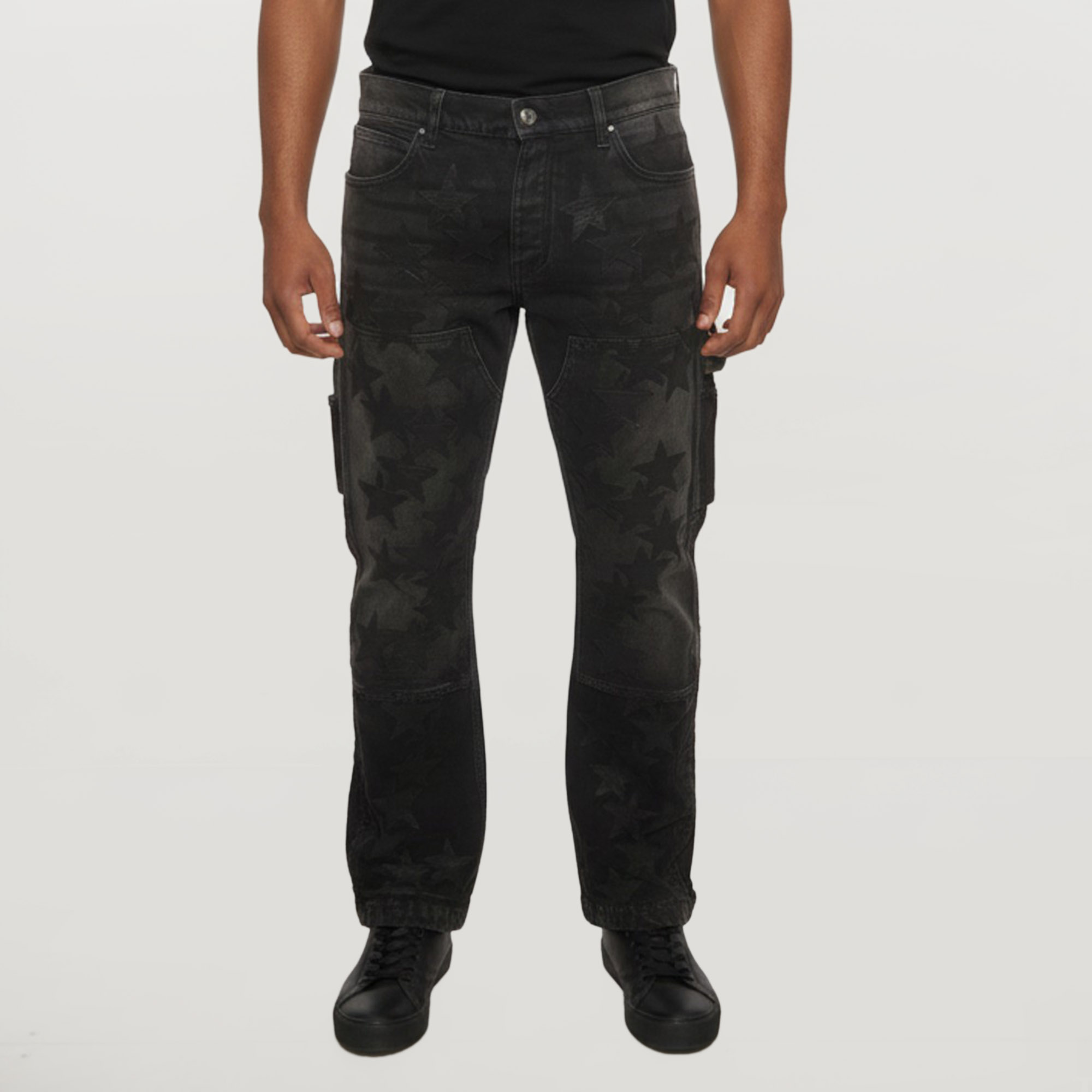 

Amiri x Chemist Black Star Applique Denim Carpenter Jeans M/Waist 35"