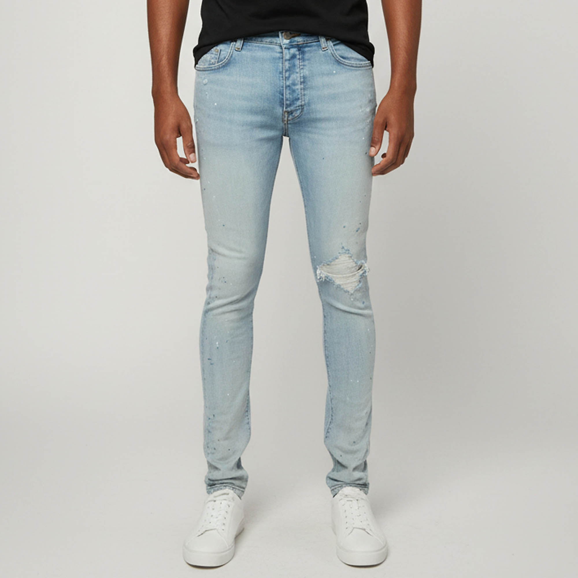 Pre-owned Amiri Blue Denim Distressed Slim Fit Jeans M/ Waist 33"