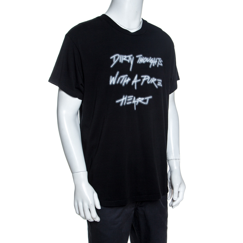 

Amiri Black Slogan Printed Cotton Crew Neck T-Shirt