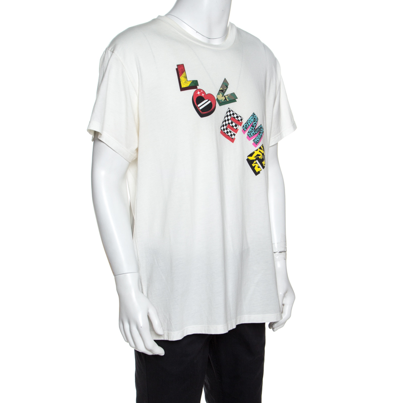 

Amiri Off White Printed Cotton Love Me T-Shirt, Cream