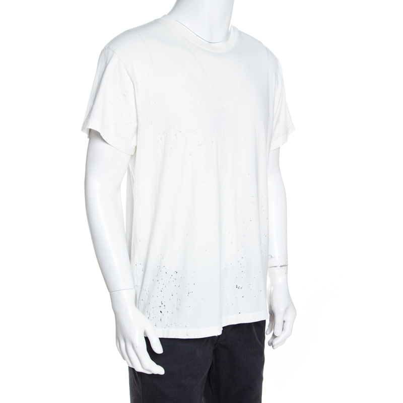 

Amiri Off White Distressed Cotton Shotgun T-Shirt