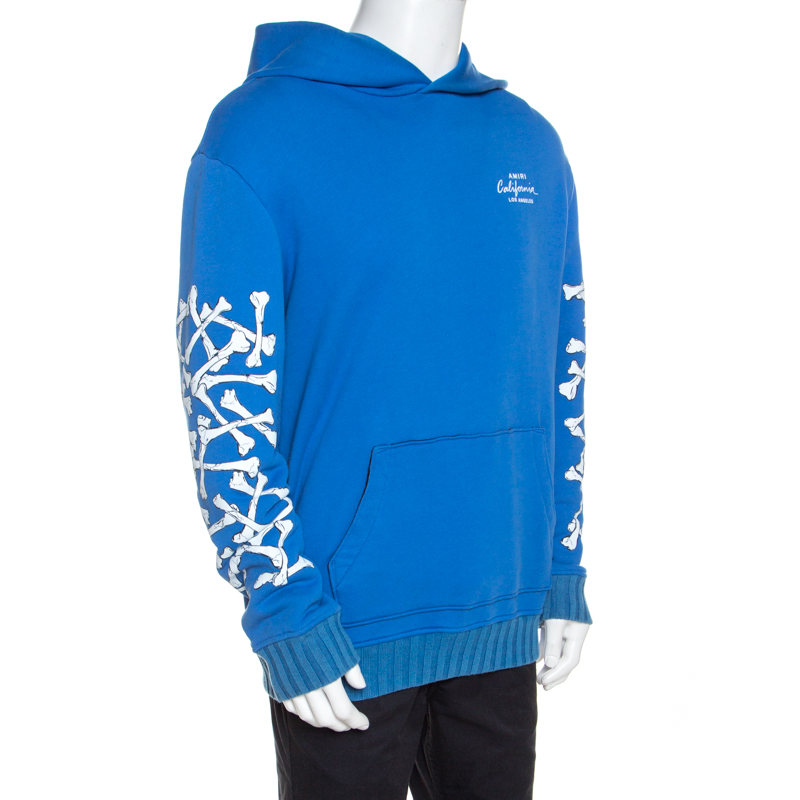 

Amiri Blue Bone Print Cotton Hoodie