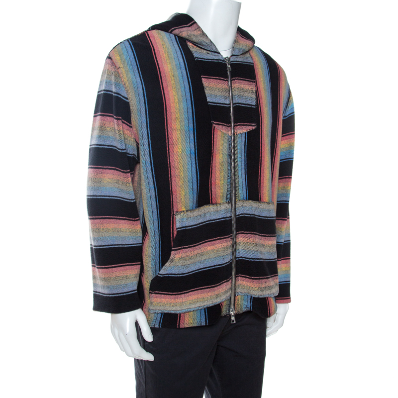 

Amiri Multicolor Striped Cotton Zip Front Baja Hoodie