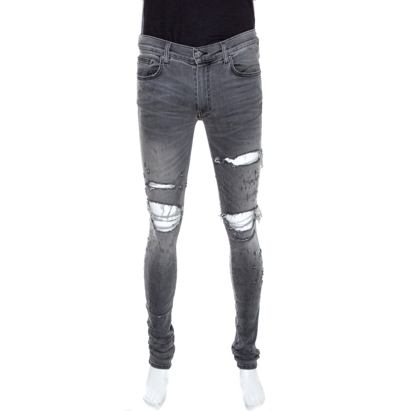 grey distressed jeans mens