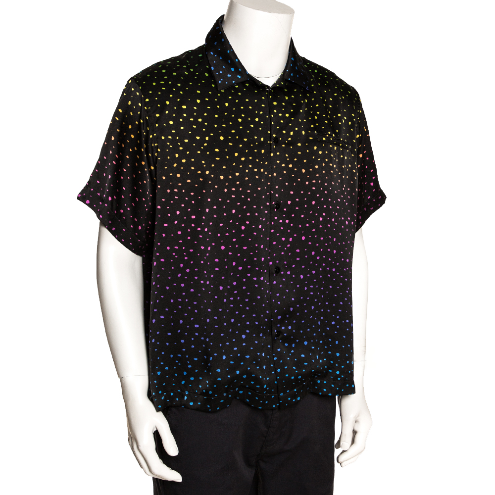 

Amiri Black Silk Polka Dot Short Sleeve Shirt