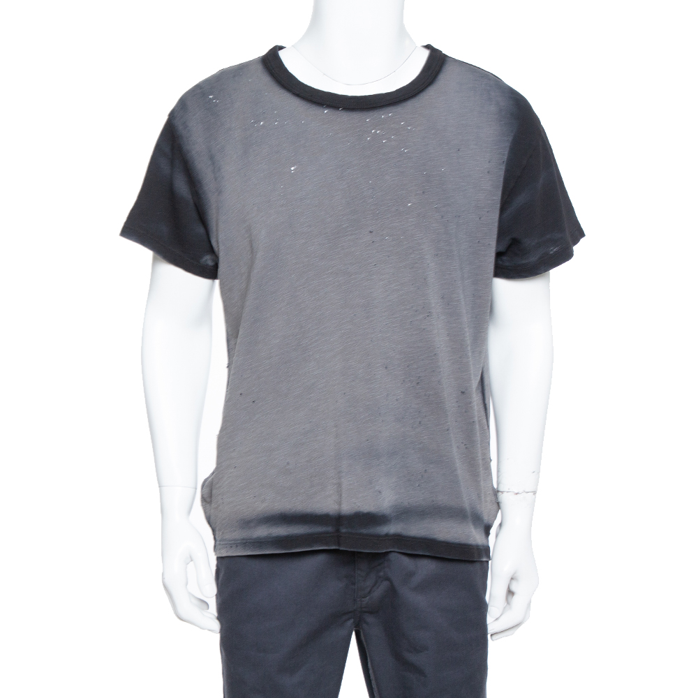 

Amiri Black & Grey Cotton Washed Out Effect Shotgun T Shirt S