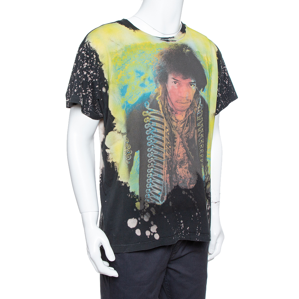 

Amiri Multicolor Cotton Jimi Hendrix Printed Washed Out Effect Roundneck T-Shirt