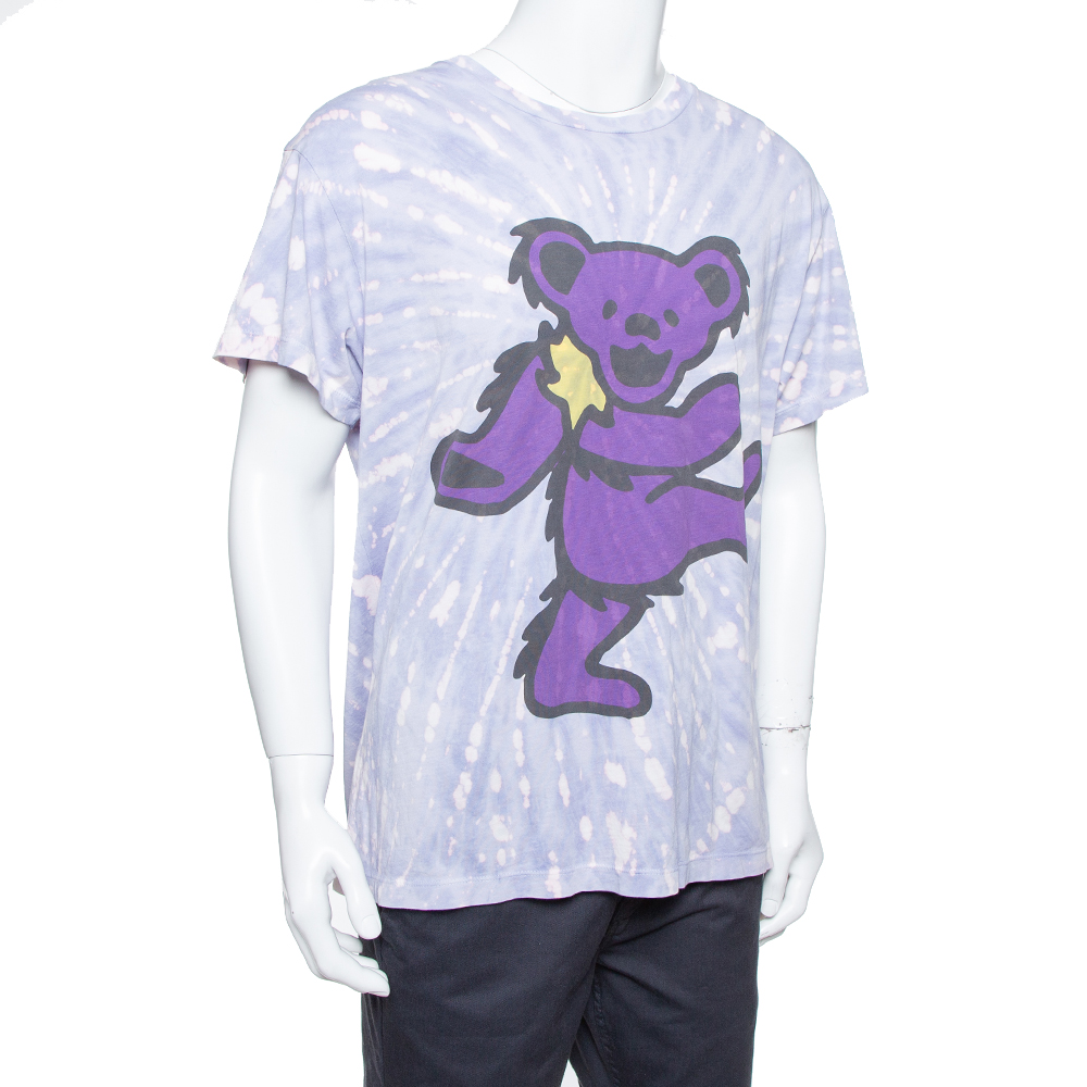 

Amiri Purple Cotton Graphic Printed Tie Dye Effect Oversized T-shirt