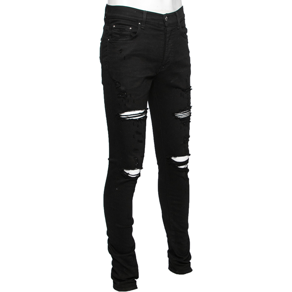 

Amiri Black Distressed Denim Straight Jeans