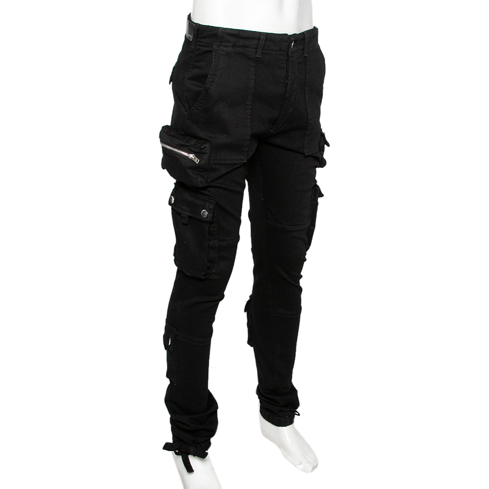 

Amiri Black Denim Tactical Cargo Pants