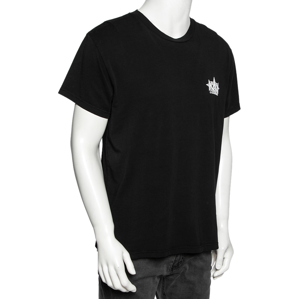 

Amiri Black Cotton Logo Printed Crew Neck Short Sleeve T-Shirt