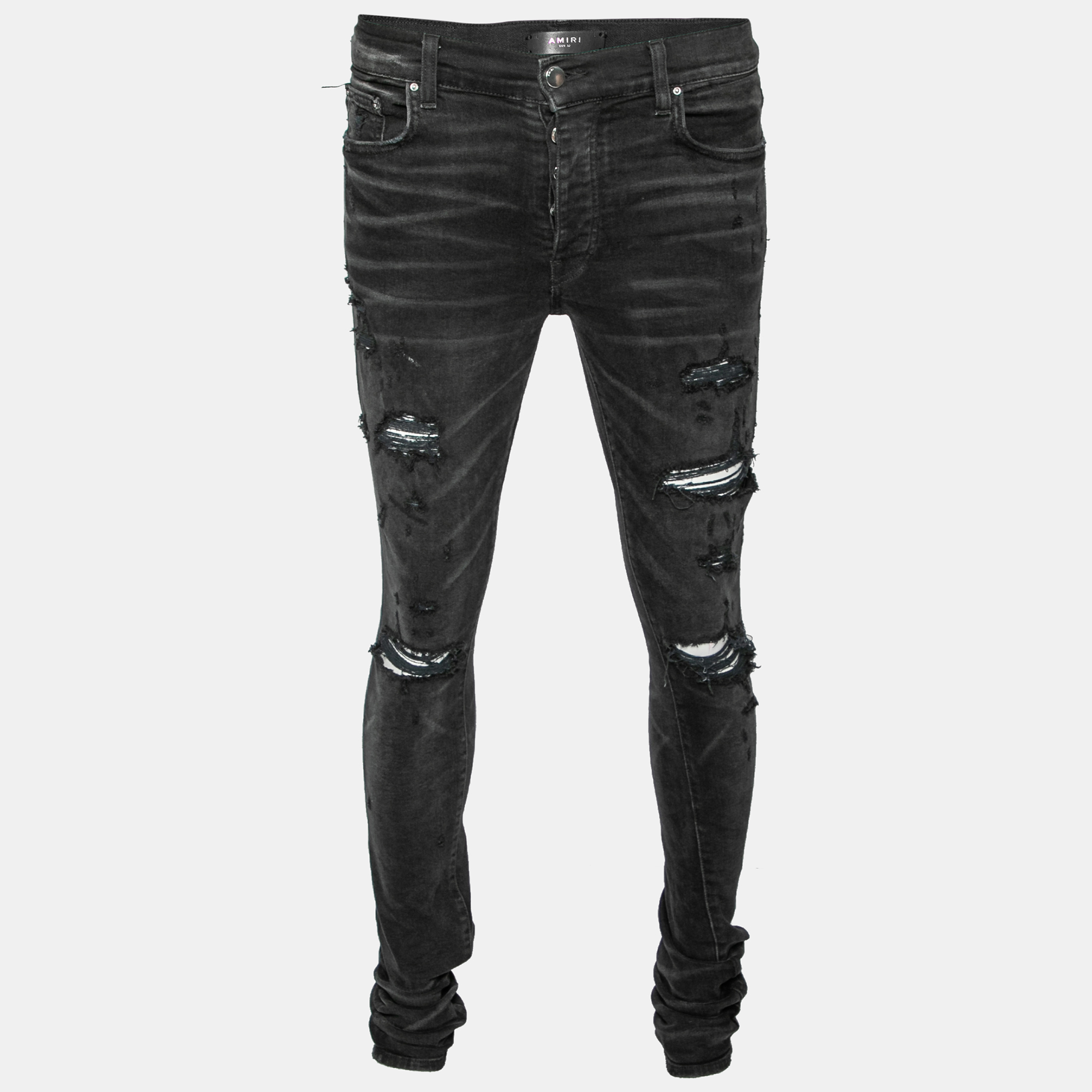 Pre-owned Amiri Black Distressed Denim Slim Fit Jeans M