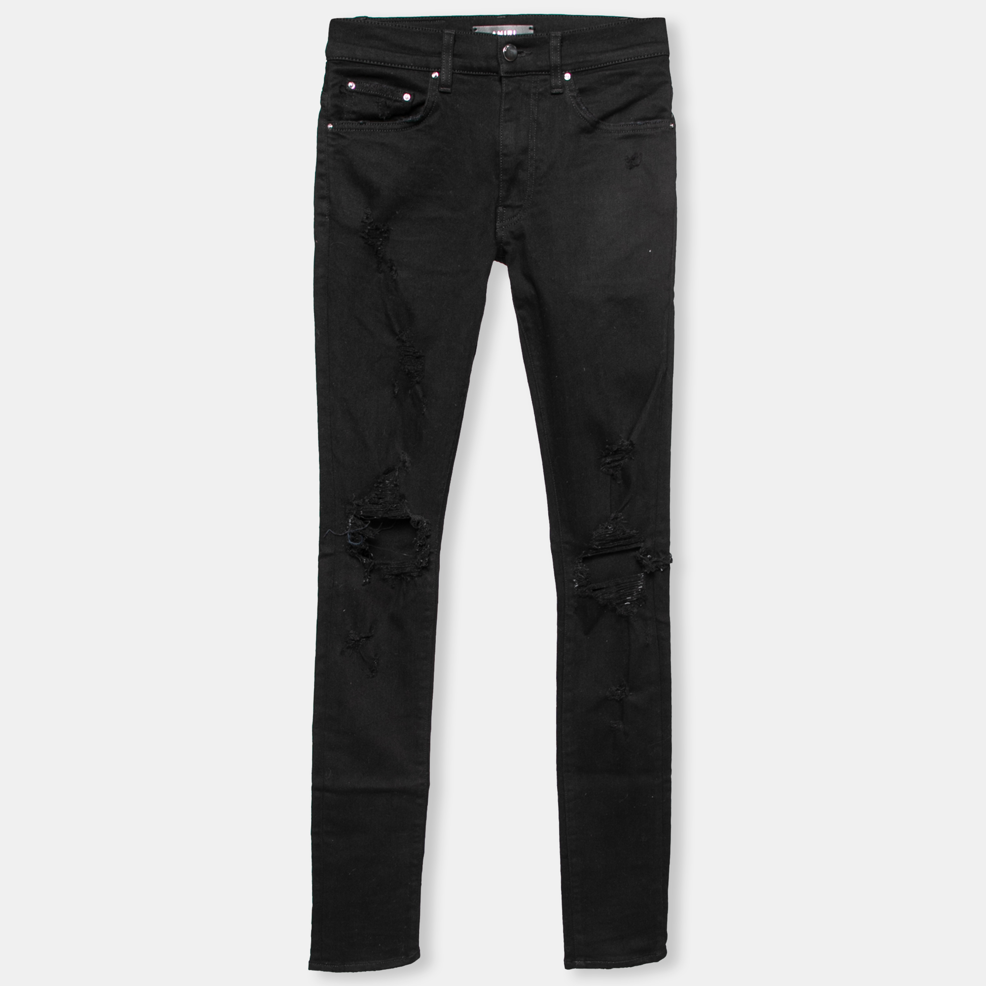 Black Denim Distressed Skinny Jeans