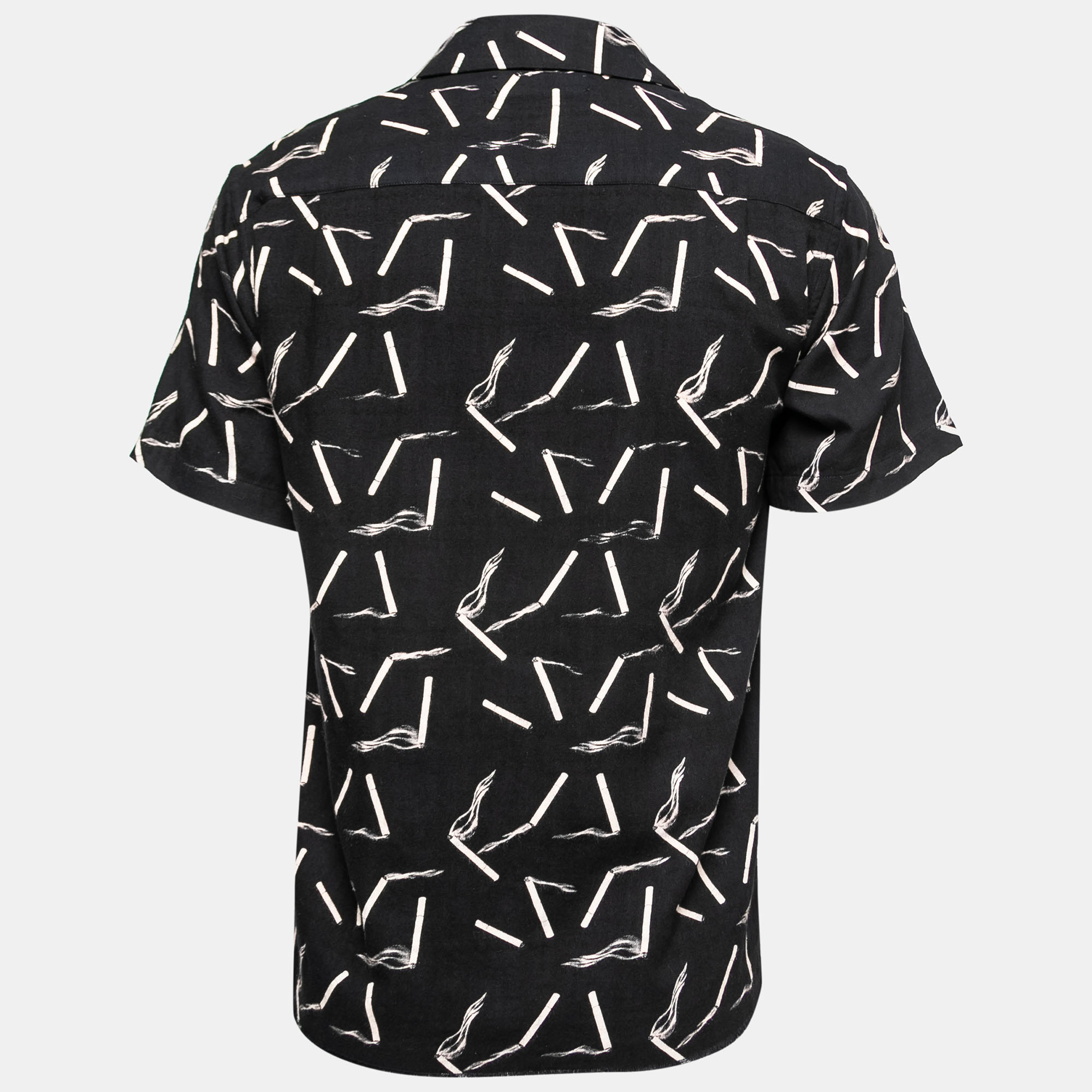 

Amiri Black Cigarette Print Cotton Short Sleeve Shirt