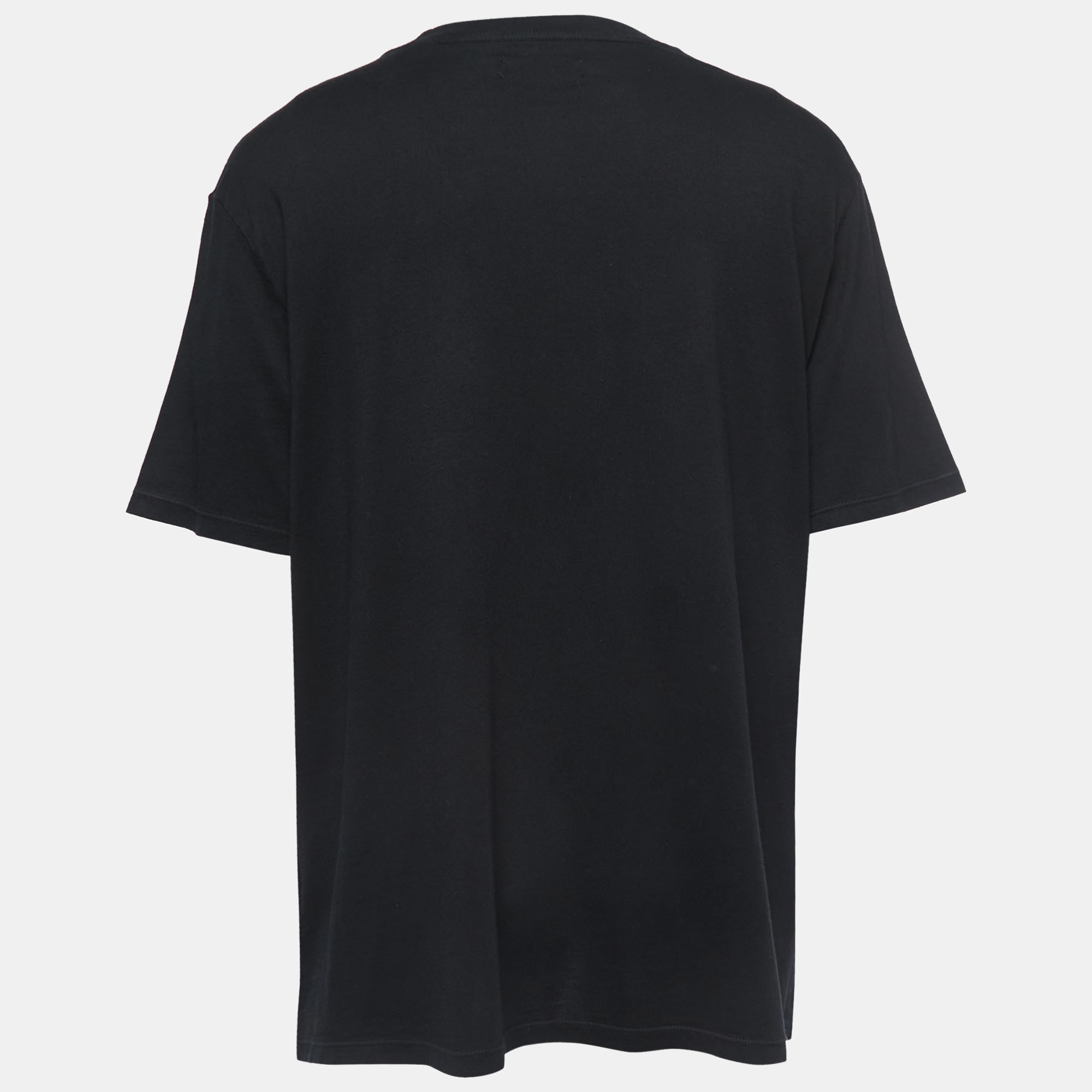 

Amiri Black Cotton Logo Patch Crew Neck Half Sleeve T-Shirt