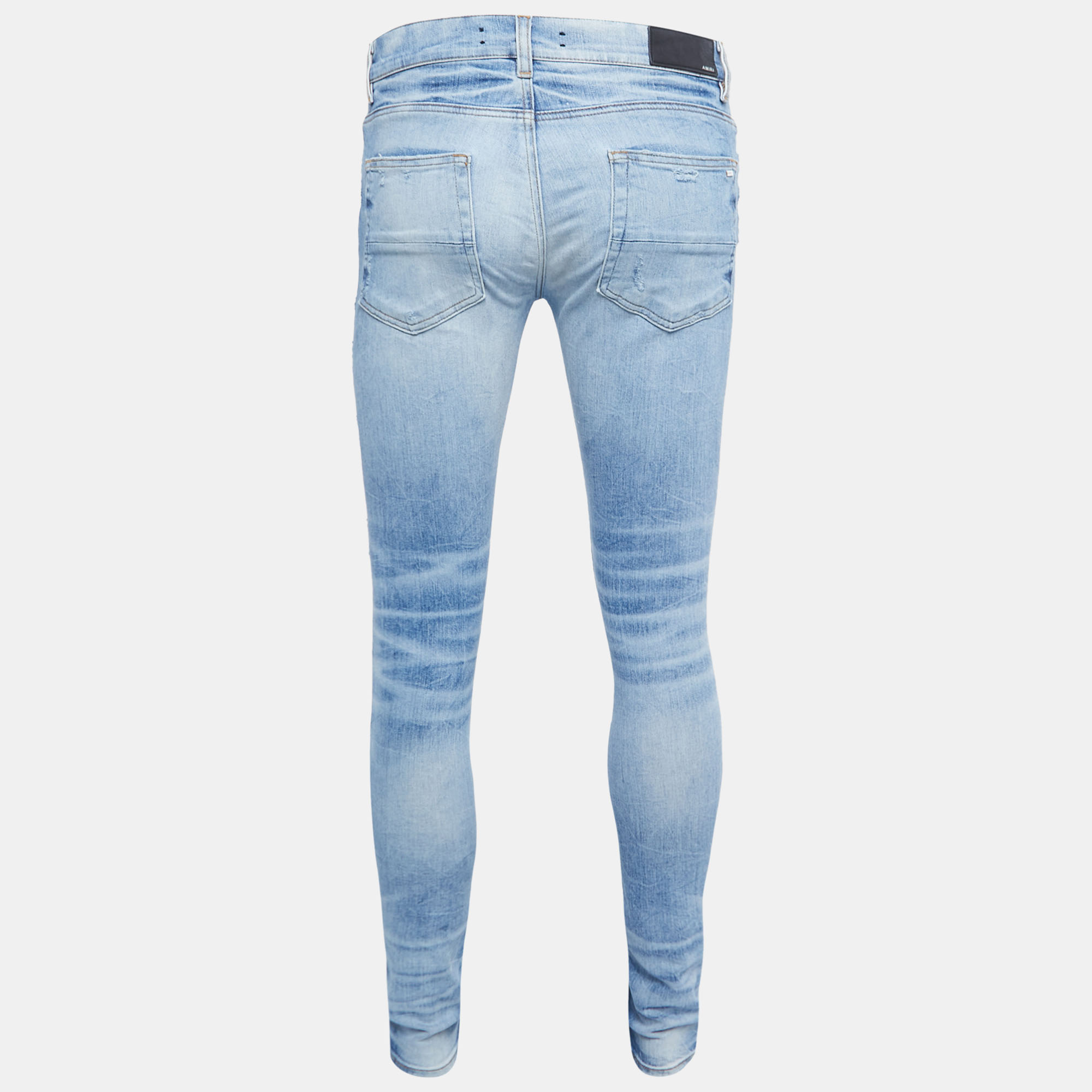 

Amiri Blue Washed & Distressed Denim Jeans  Waist 30