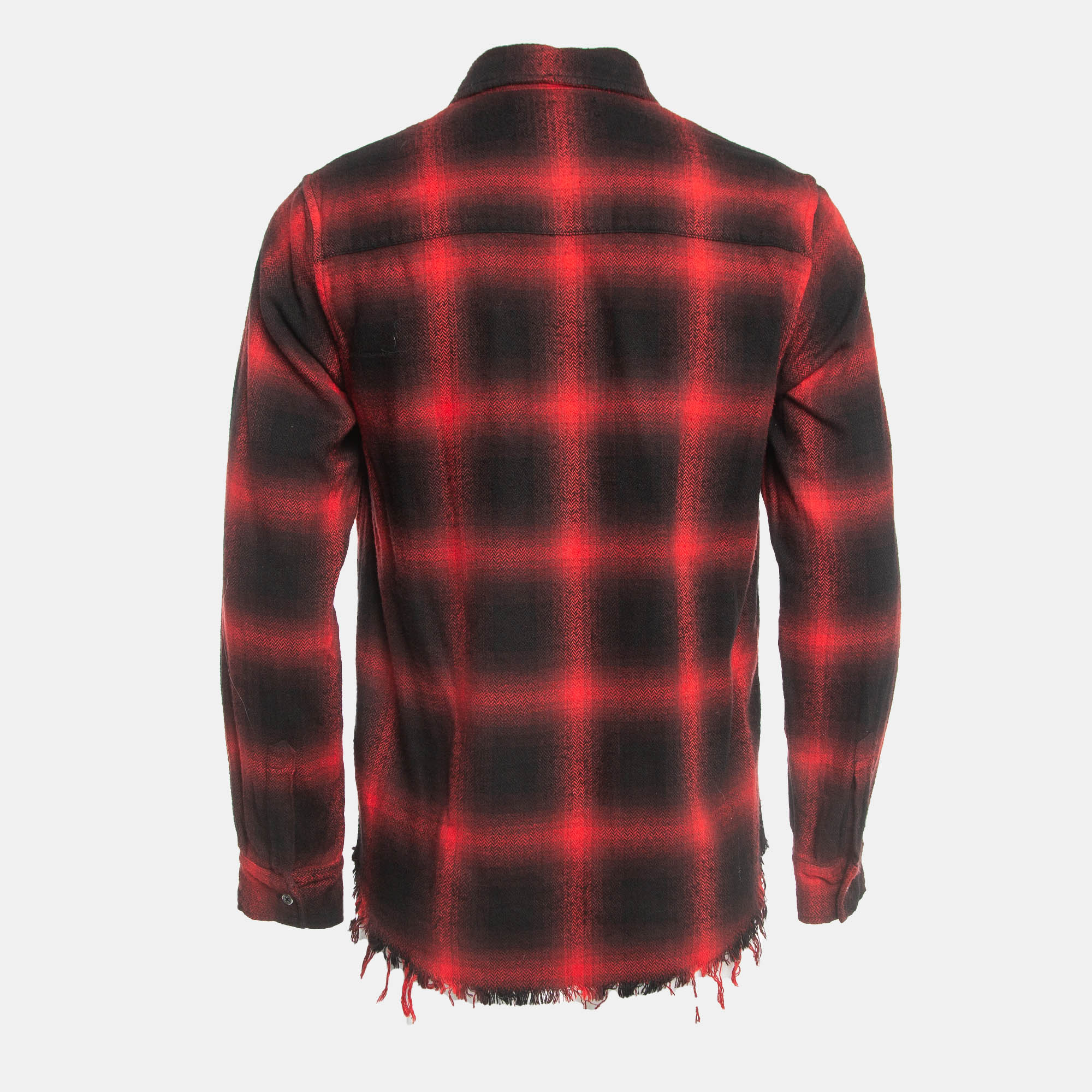 

Amiri Red/Black Flannel Check Cotton Raw Edge Detail Shirt
