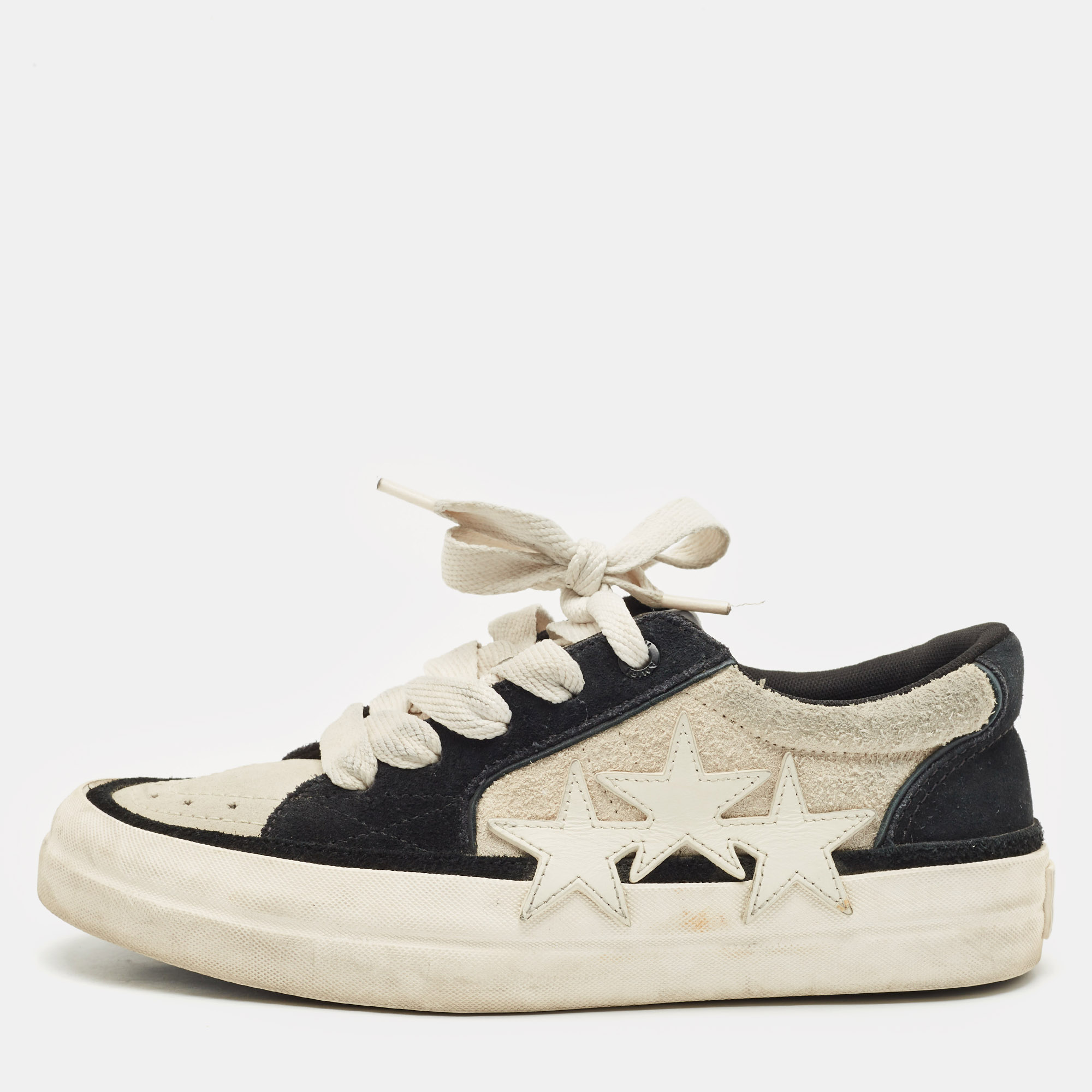 

Amiri Black/Off White Suede Sunset Skate Low Top Sneakers Size