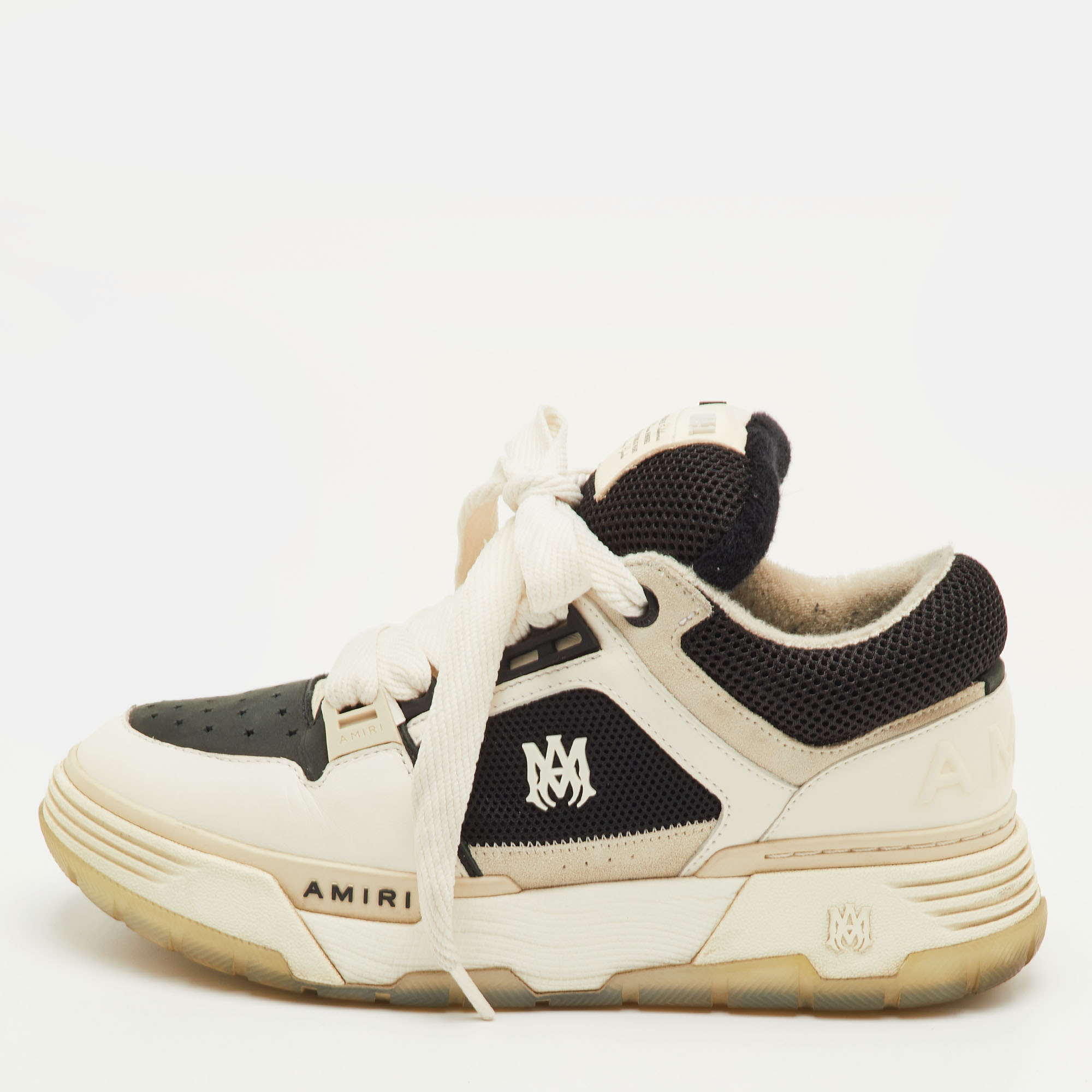 

Amiri MA-1 Size  White/Black Leather, Mesh and Suede Lace Up Sneakers