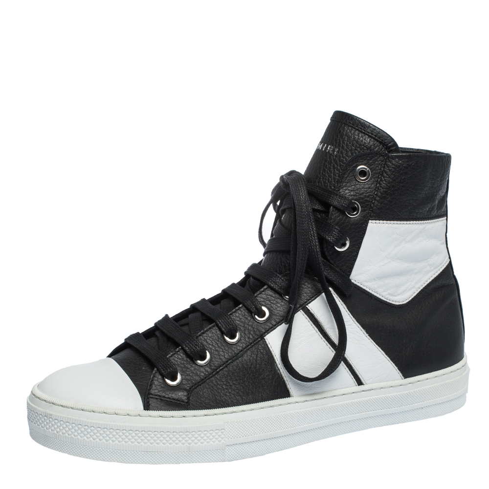 Amiri Black/White Leather Sunset Lace High Top Sneakers Size 42 Amiri | TLC