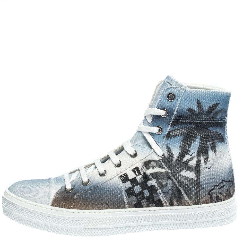 

Amiri Multicolor Palm Tree Canvas Sunset High Top Sneakers Size